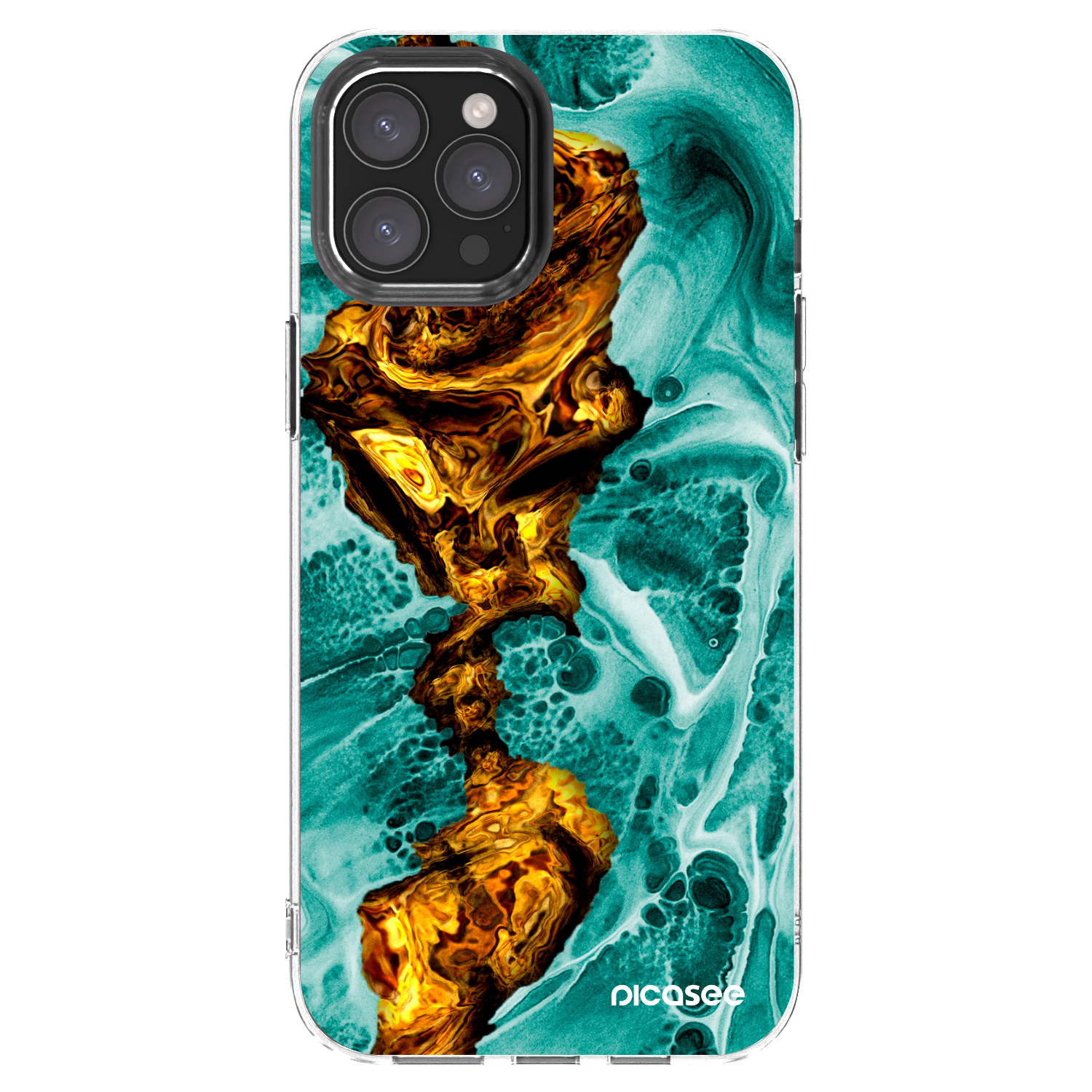 Picasee átlátszó szilikon tok az alábbi mobiltelefonokra Apple iPhone 12 Pro Max - Goldsky