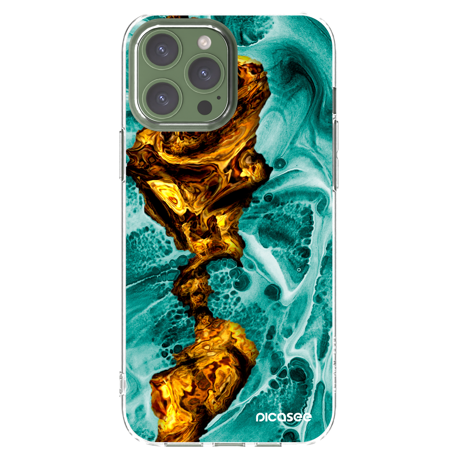 Picasee átlátszó szilikon tok az alábbi mobiltelefonokra Apple iPhone 13 Pro Max - Goldsky
