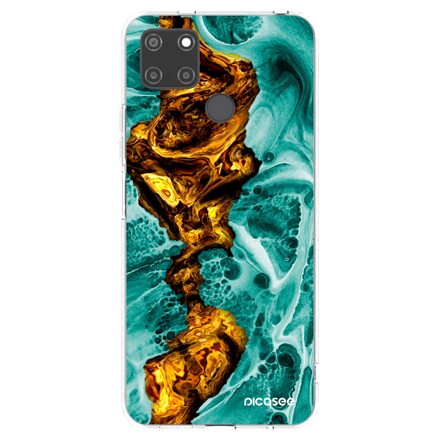 Picasee átlátszó szilikon tok az alábbi mobiltelefonokra Realme C21Y - Goldsky