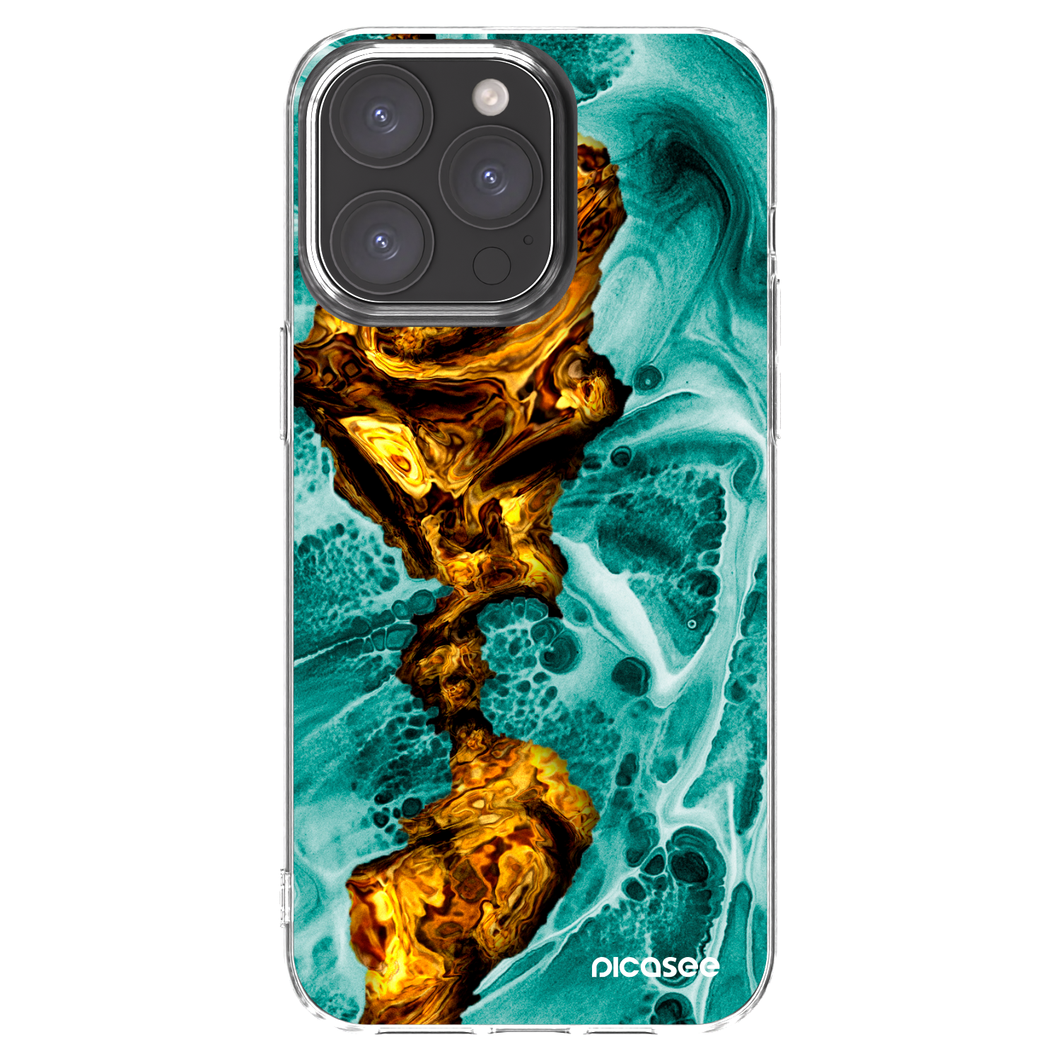 Picasee átlátszó szilikon tok az alábbi mobiltelefonokra Apple iPhone 15 Pro Max - Goldsky