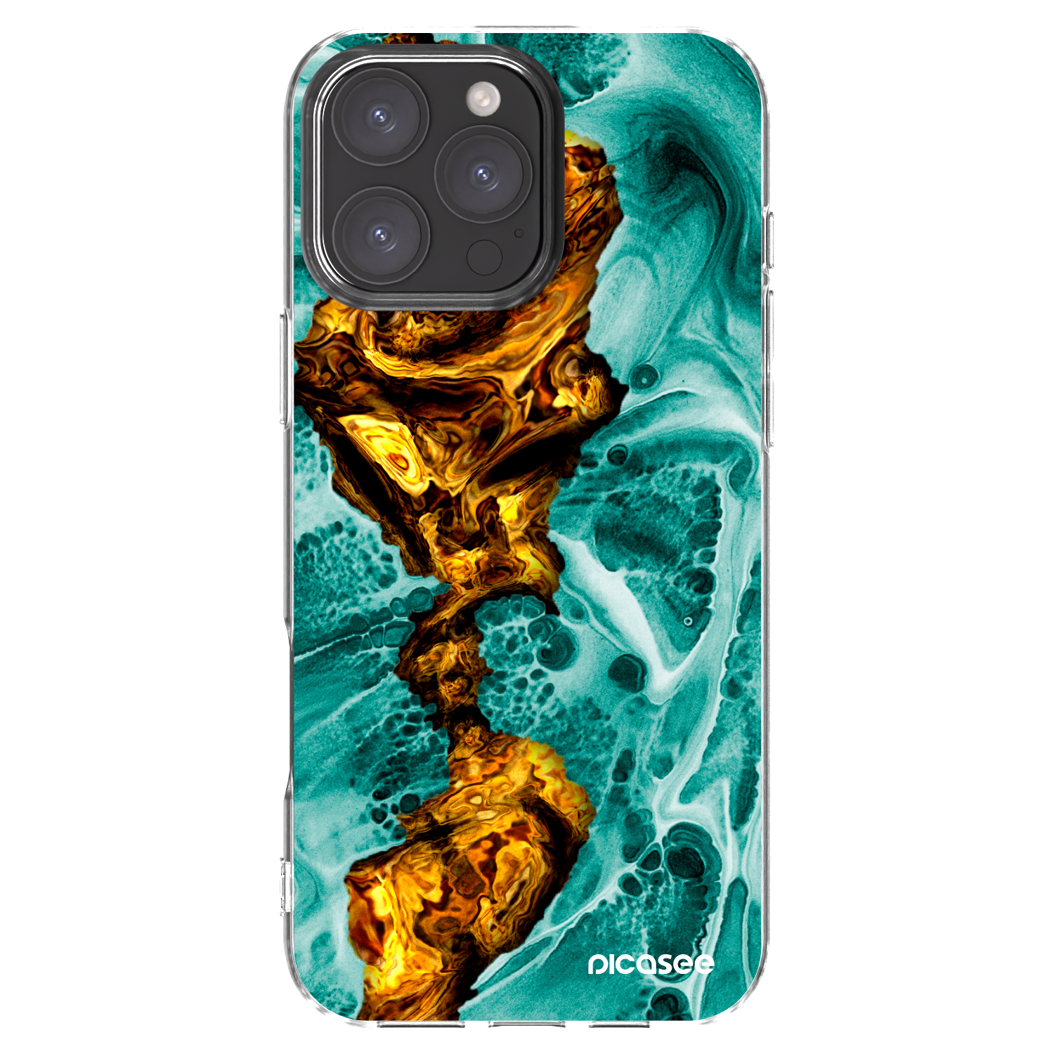 Picasee átlátszó szilikon tok az alábbi mobiltelefonokra Apple iPhone 16 Pro Max - Goldsky