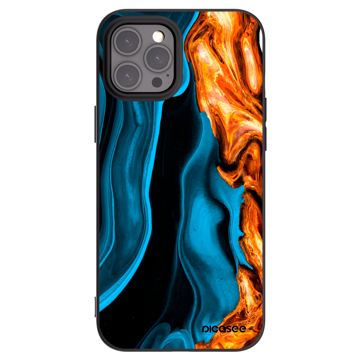 Picasee fekete szilikon tok az alábbi mobiltelefonokra Apple iPhone 12 Pro Max - Gold blue