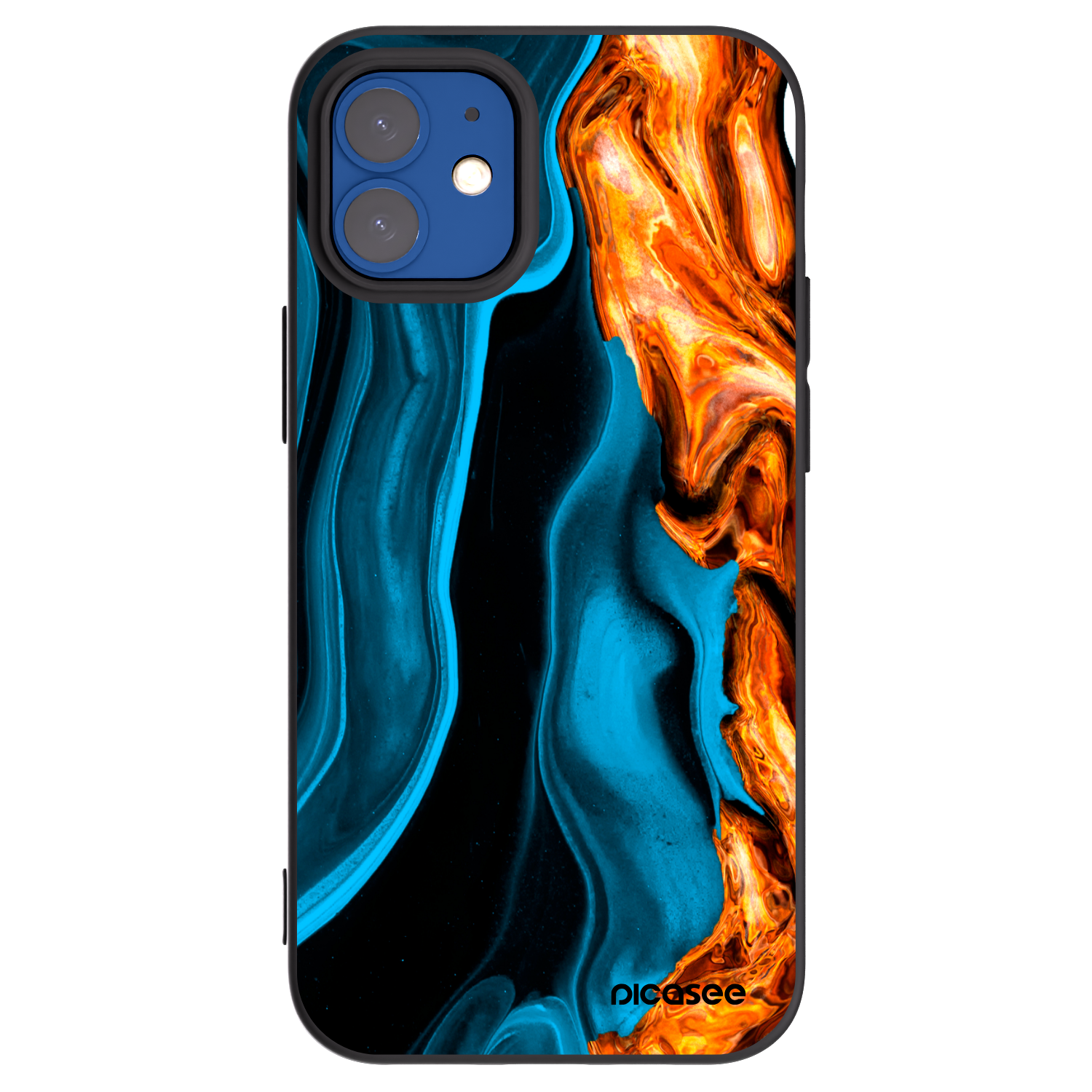 Picasee fekete szilikon tok az alábbi mobiltelefonokra Apple iPhone 12 mini - Gold blue