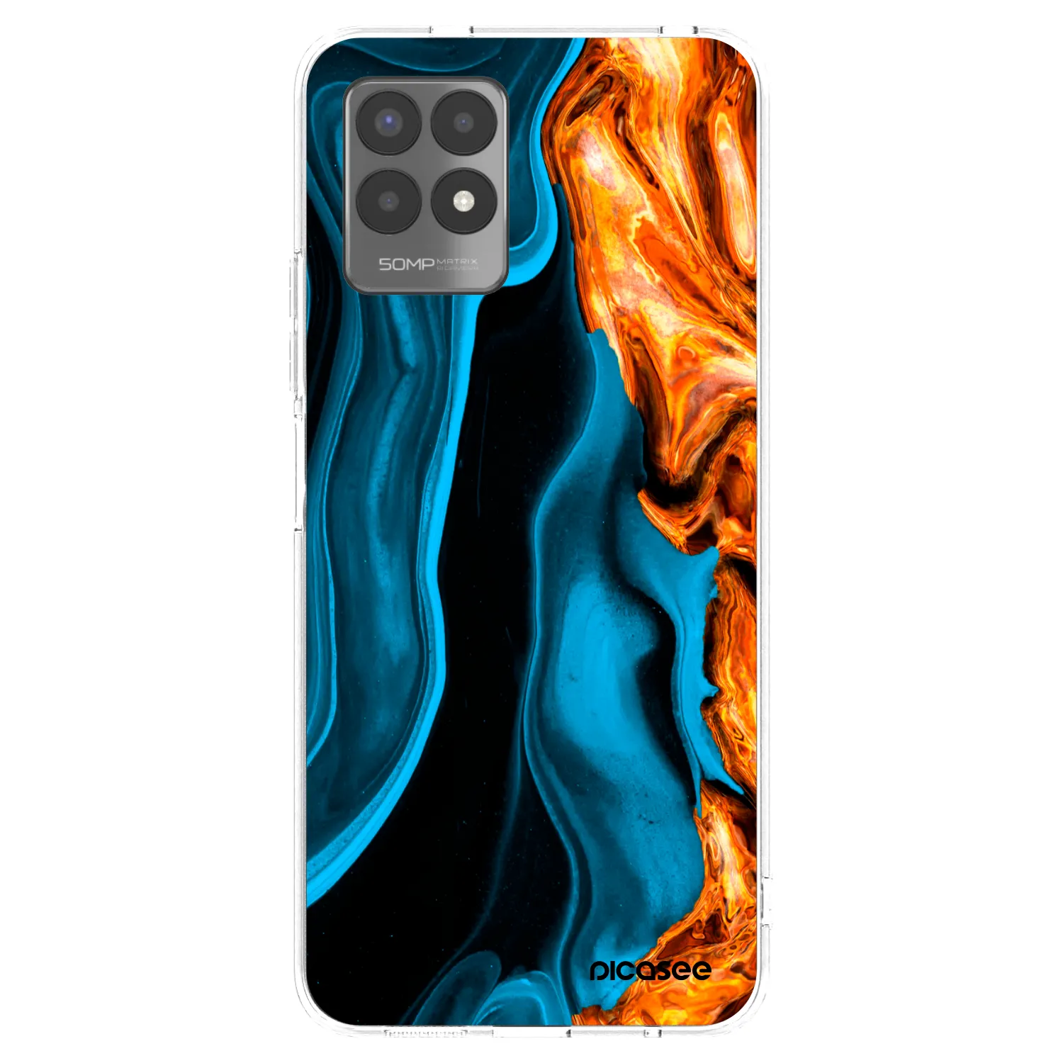 Picasee átlátszó szilikon tok az alábbi mobiltelefonokra Realme 8i - Gold blue