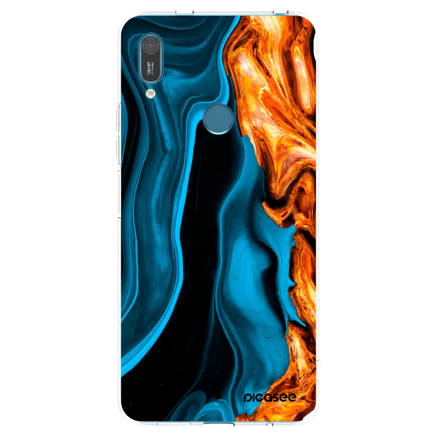 Picasee átlátszó szilikon tok az alábbi mobiltelefonokra Huawei Y7 2019 - Gold blue