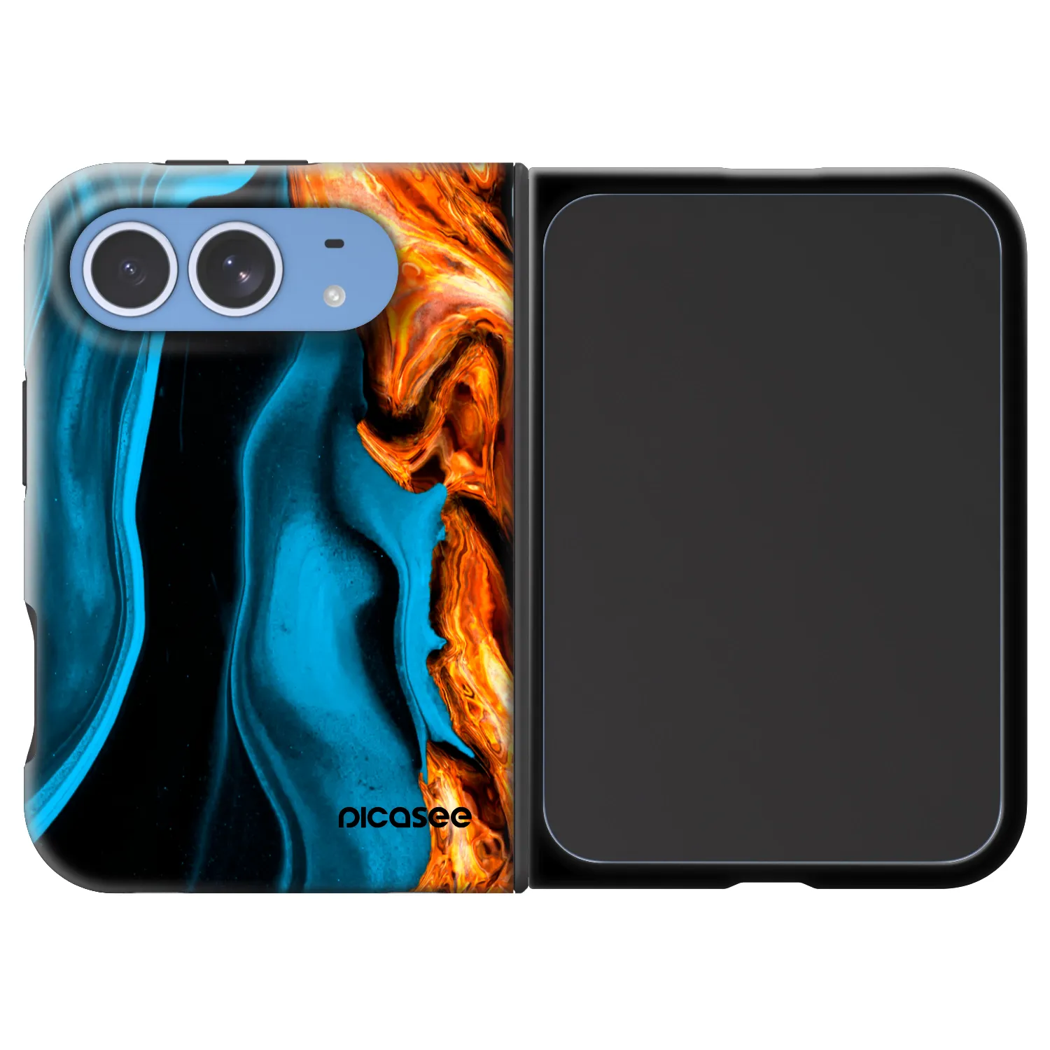 Picasee Fashion Case MagSafe Apple iPhone Duo - Gold blue
