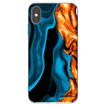 Picasee átlátszó szilikon tok az alábbi mobiltelefonokra Apple iPhone XS Max - Gold blue