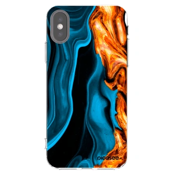 Picasee átlátszó szilikon tok az alábbi mobiltelefonokra Apple iPhone X/XS - Gold blue