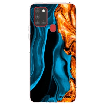 Picasee átlátszó szilikon tok az alábbi mobiltelefonokra Samsung Galaxy A21s - Gold blue