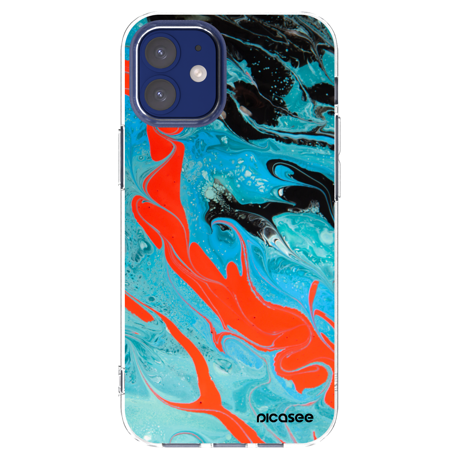 Picasee átlátszó szilikon tok az alábbi mobiltelefonokra Apple iPhone 12 mini - Blue Magma