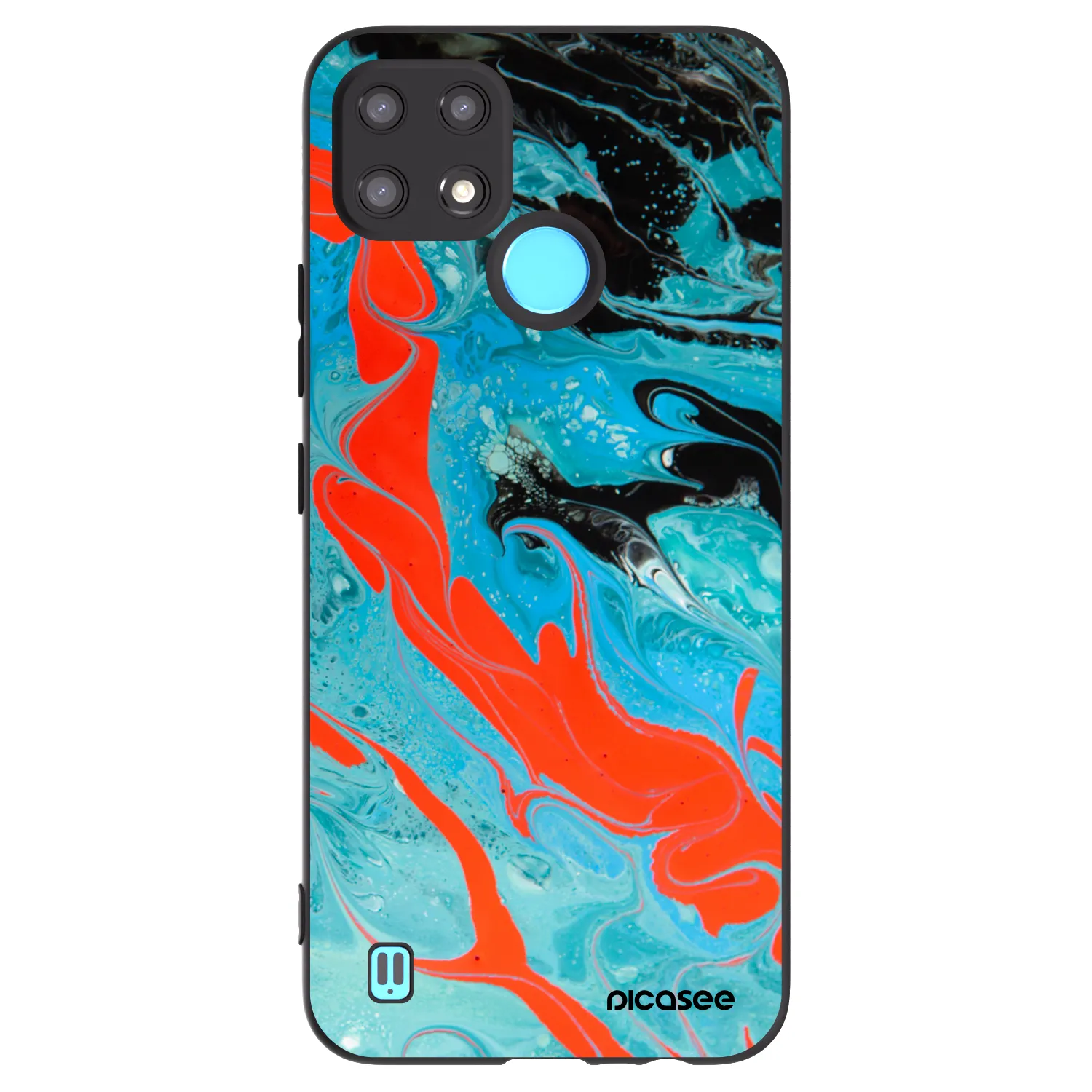 Picasee fekete szilikon tok az alábbi mobiltelefonokra Realme C21 - Blue Magma