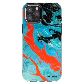 Picasee átlátszó szilikon tok az alábbi mobiltelefonokra Apple iPhone 12 Pro Max - Blue Magma