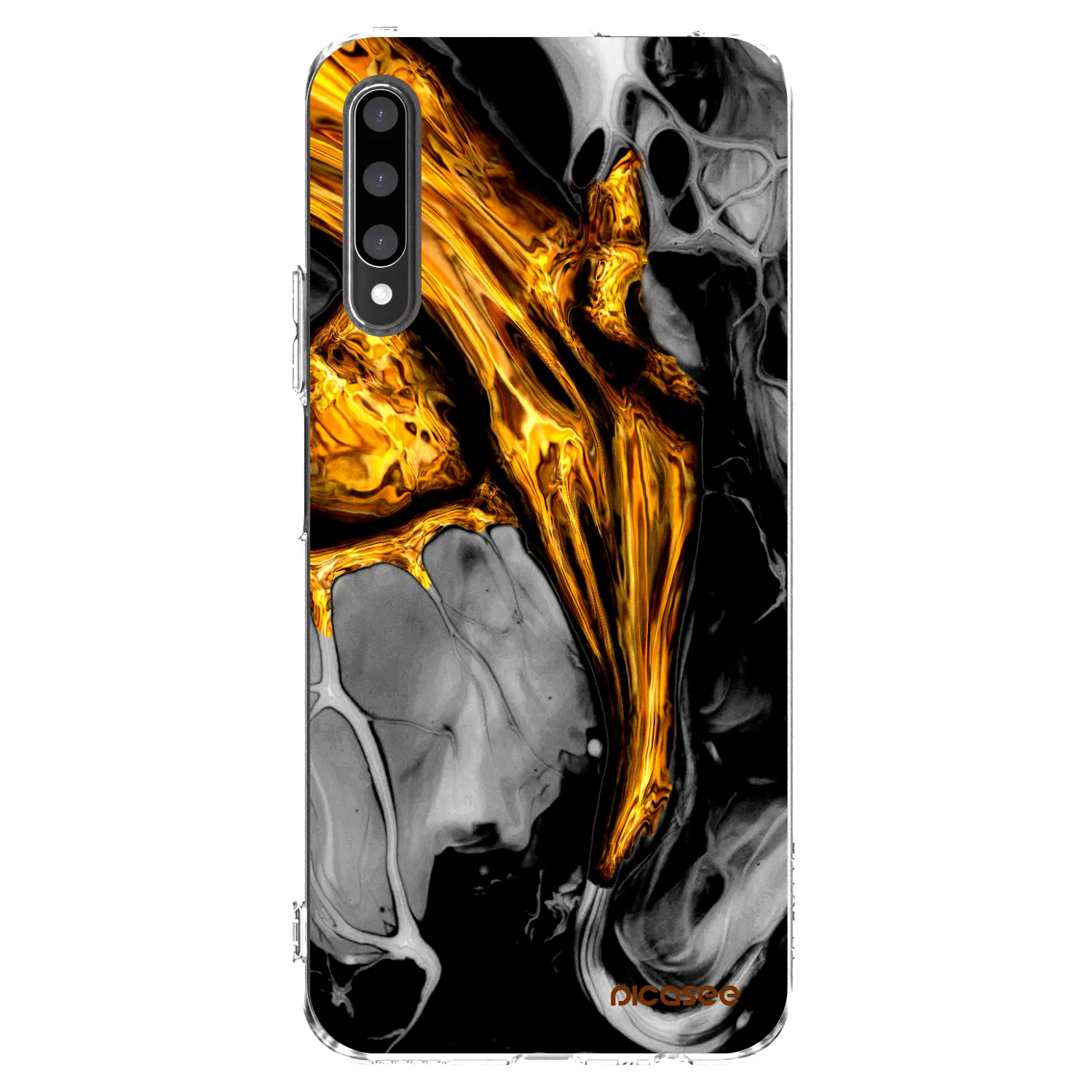 Picasee átlátszó szilikon tok az alábbi mobiltelefonokra Honor 9X Pro - Black Gold