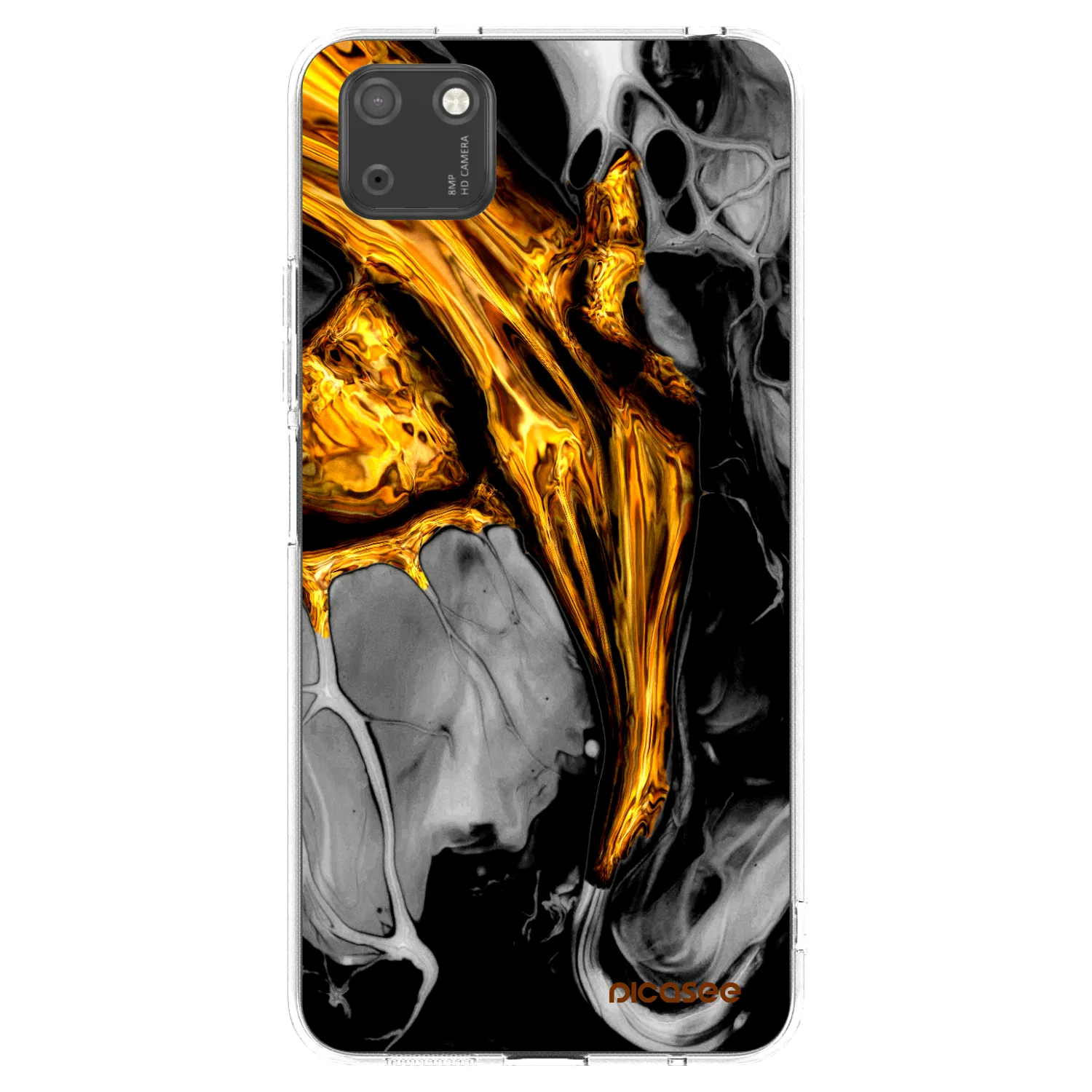 Picasee átlátszó szilikon tok az alábbi mobiltelefonokra Huawei Y5P - Black Gold