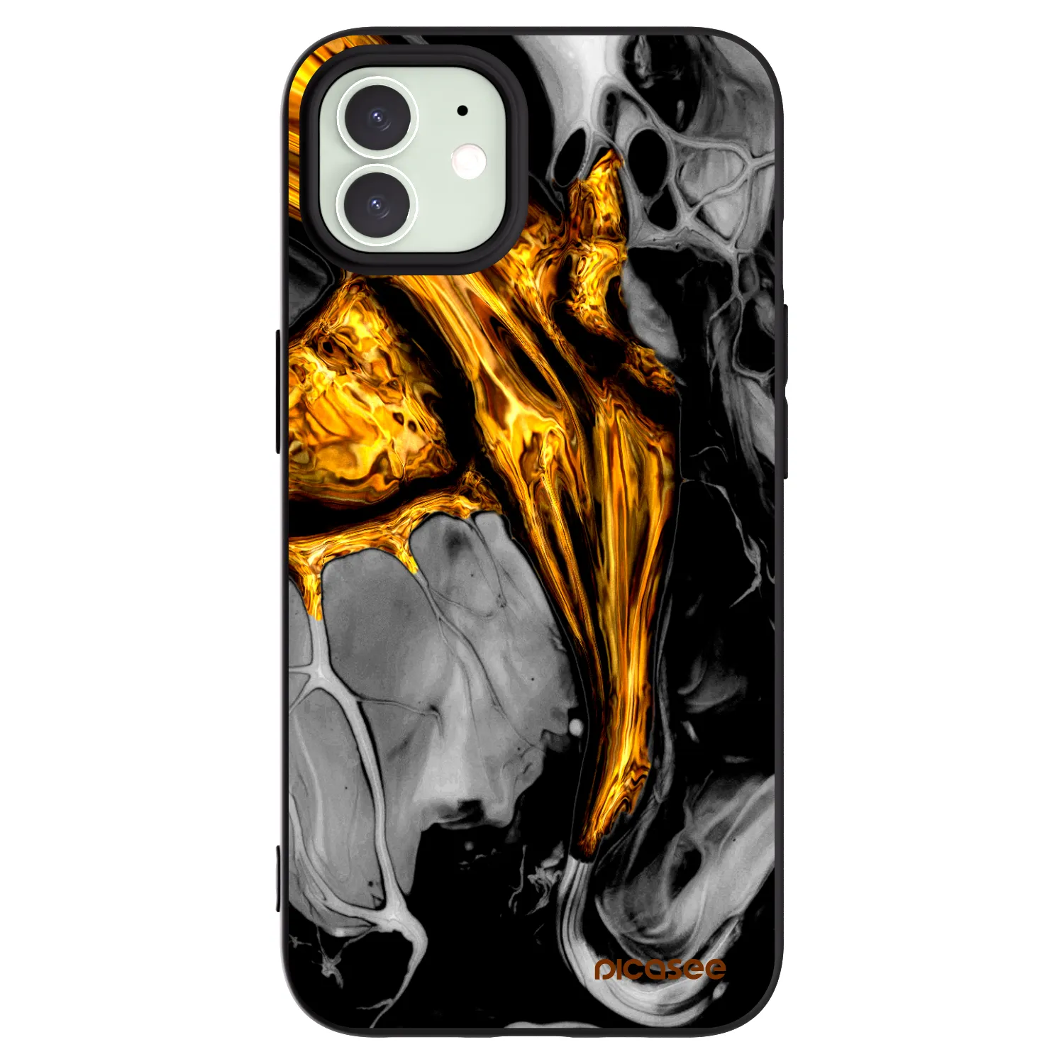 Picasee fekete szilikon tok az alábbi mobiltelefonokra Apple iPhone 12 Pro - Black Gold