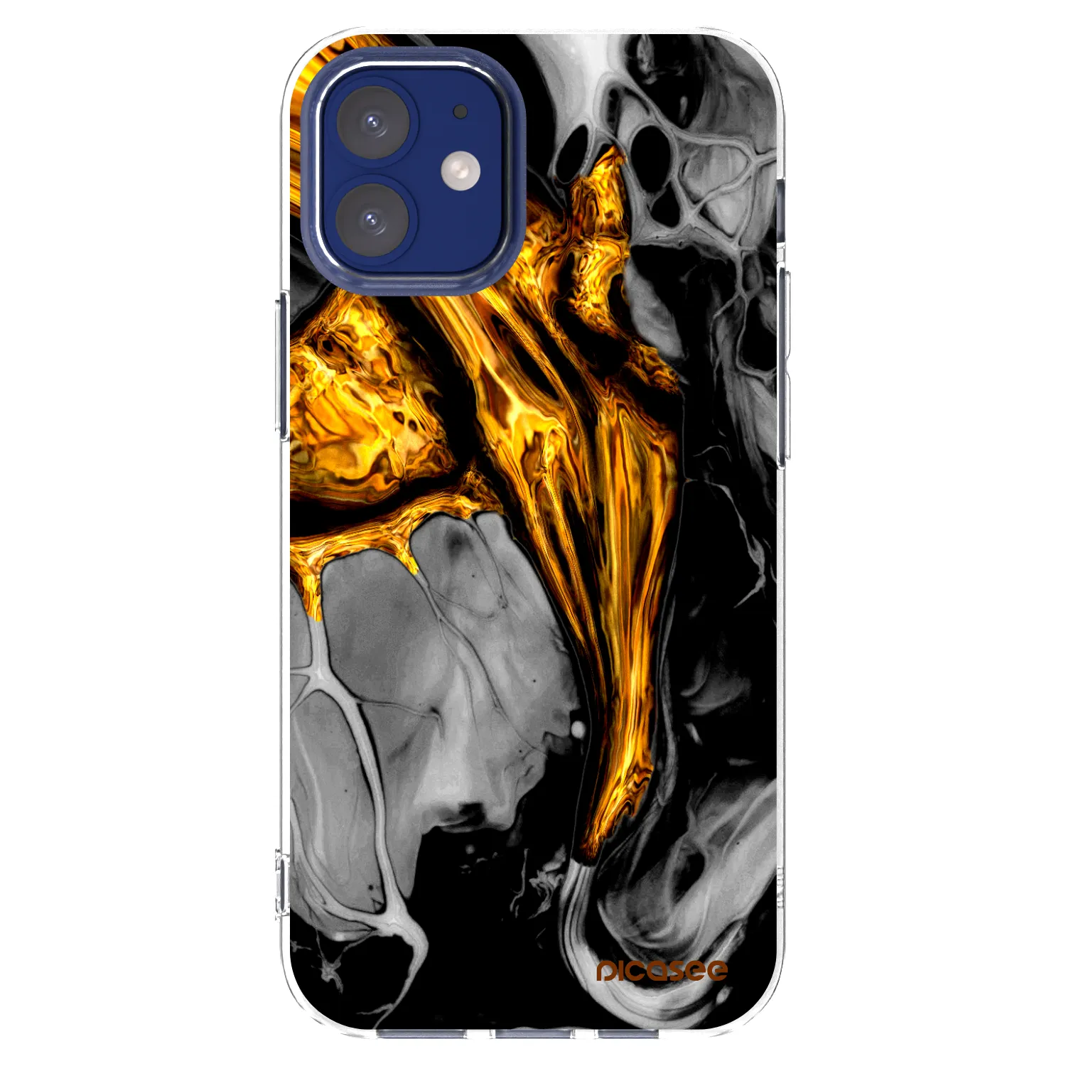 Picasee átlátszó szilikon tok az alábbi mobiltelefonokra Apple iPhone 12 mini - Black Gold