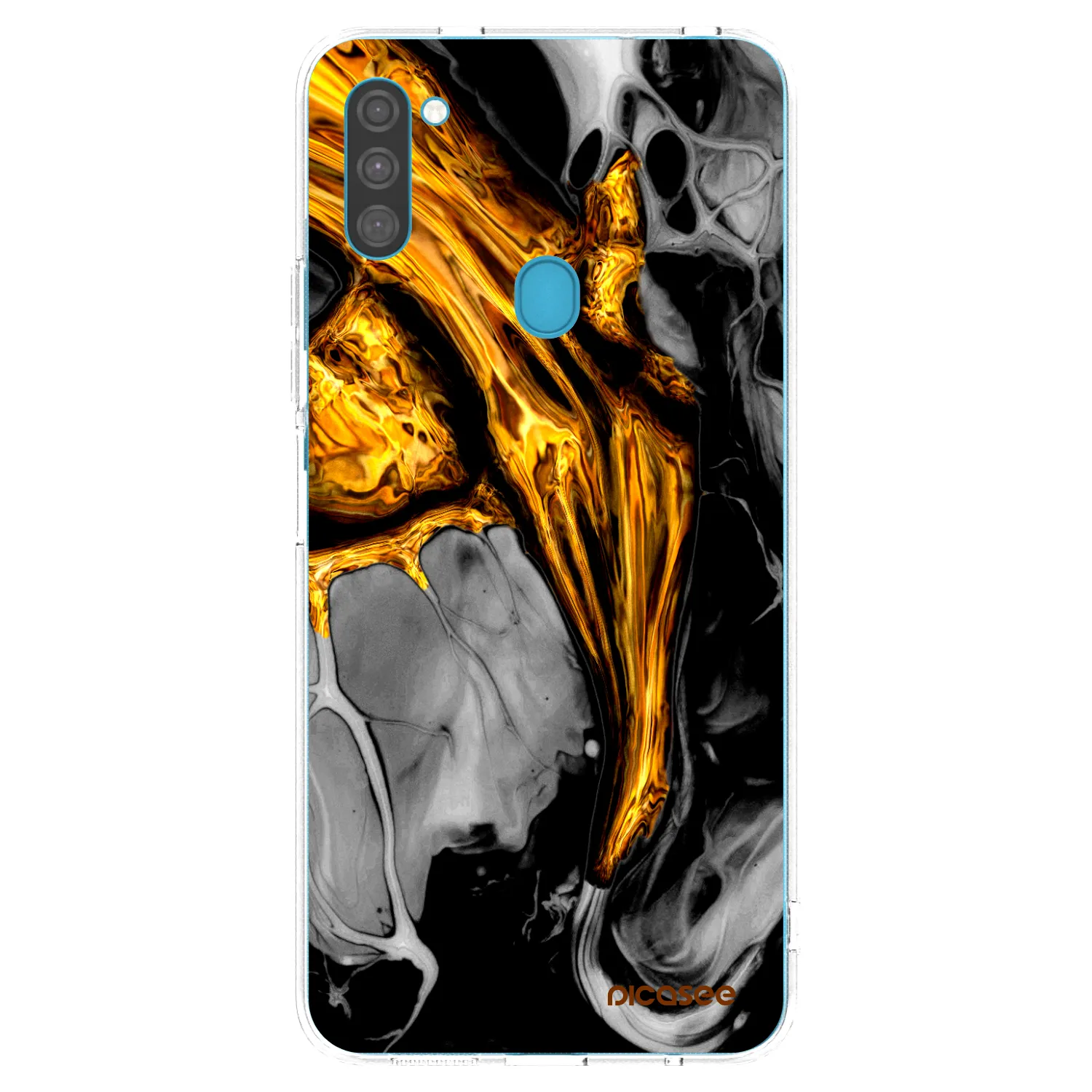Picasee átlátszó szilikon tok az alábbi mobiltelefonokra Samsung Galaxy M11 - Black Gold