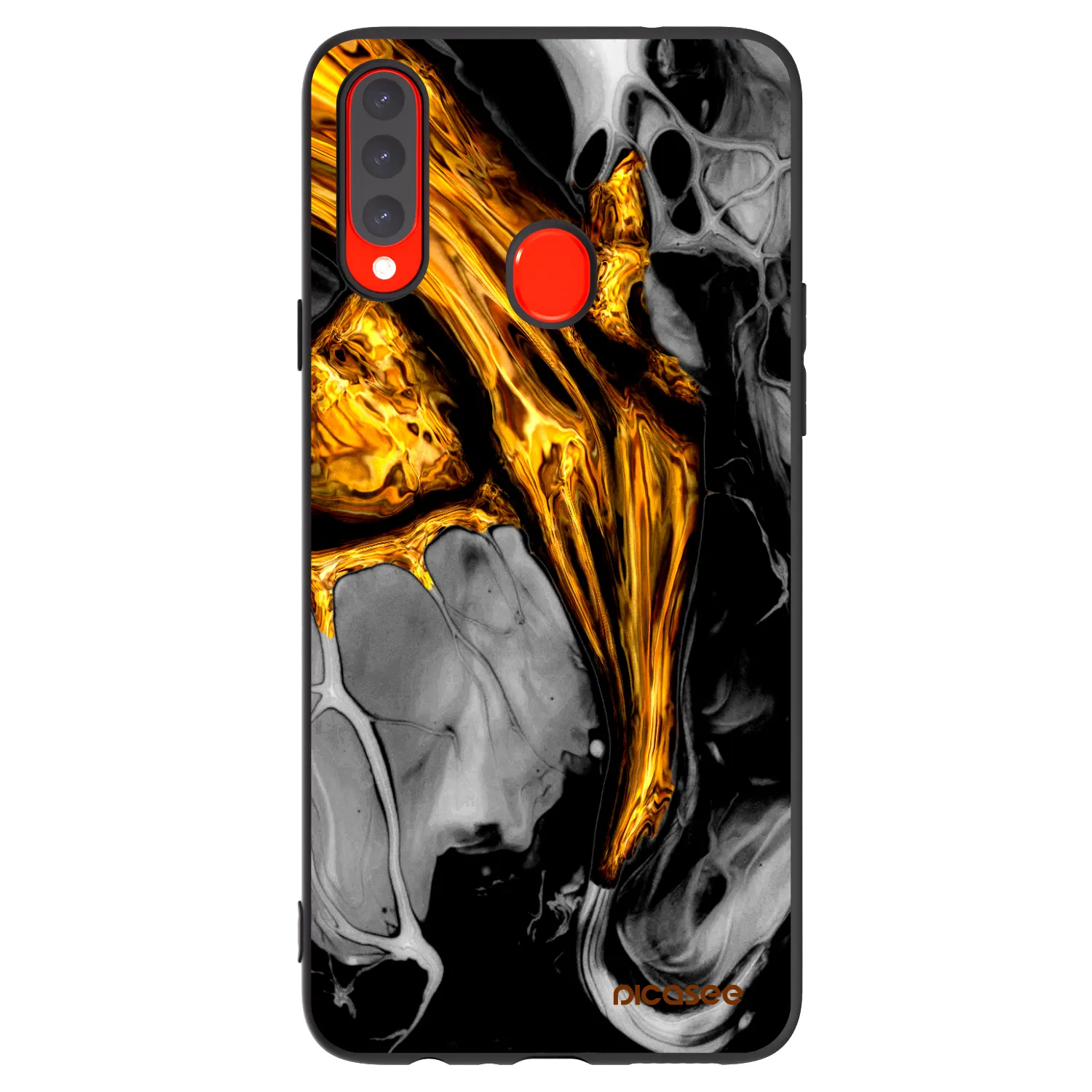 Picasee fekete szilikon tok az alábbi mobiltelefonokra Samsung Galaxy A20s - Black Gold