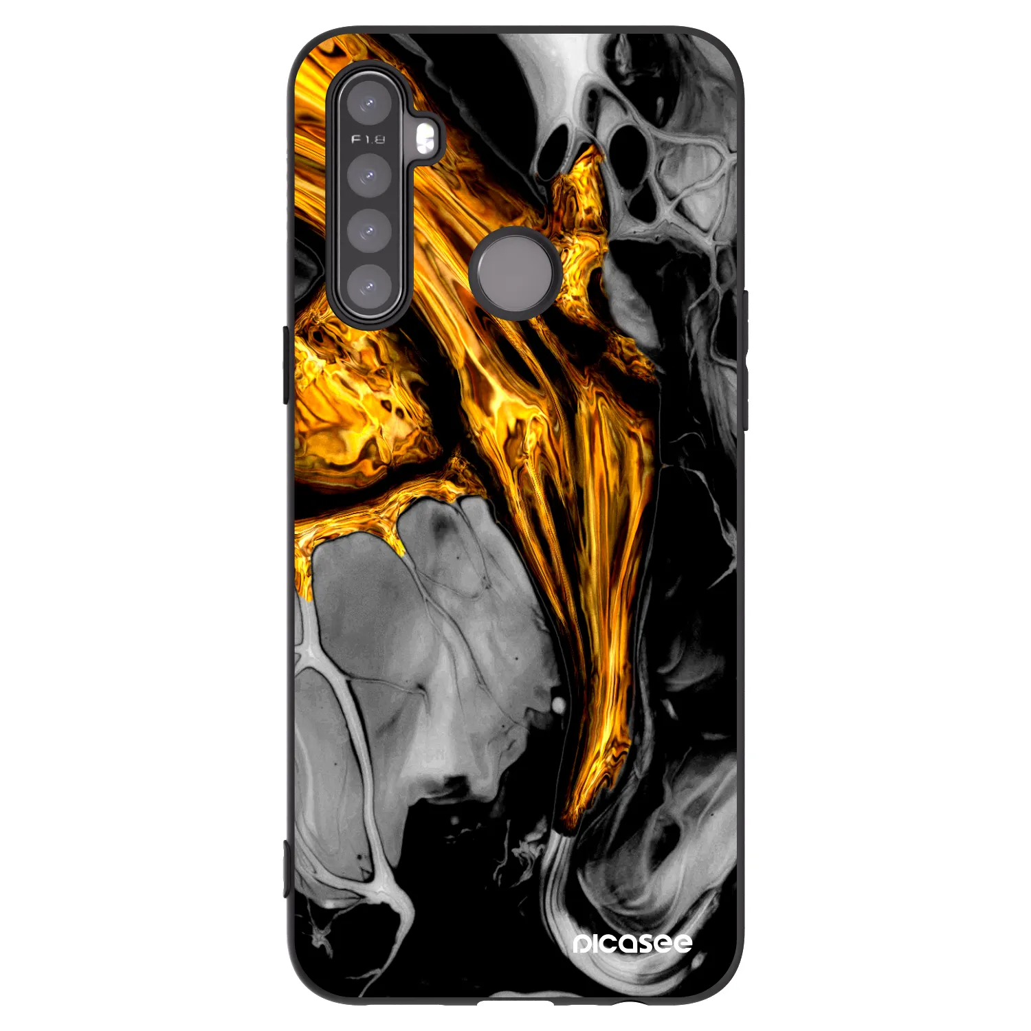 Picasee fekete szilikon tok az alábbi mobiltelefonokra Realme 6i - Black Gold