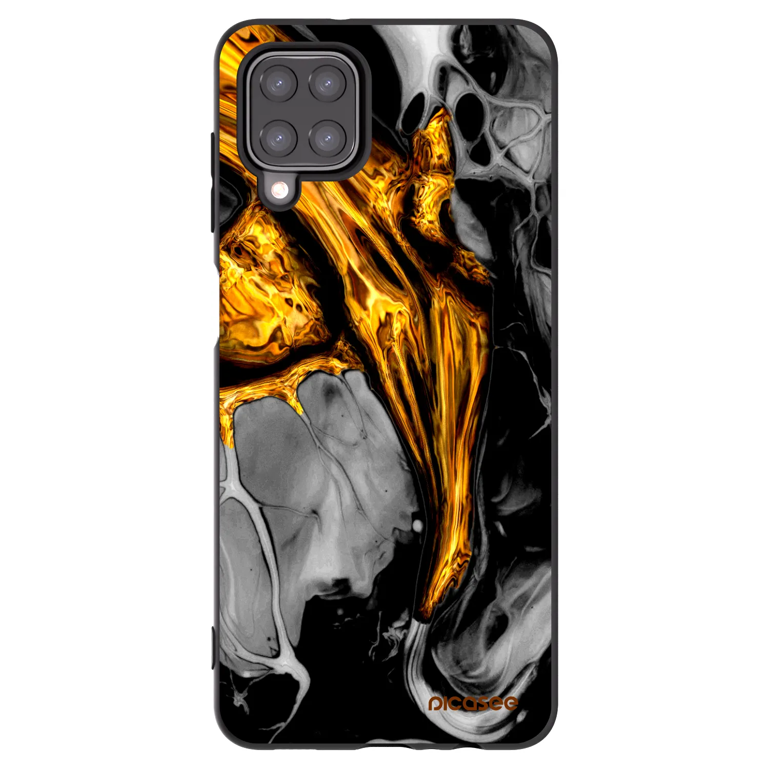 Picasee fekete szilikon tok az alábbi mobiltelefonokra Samsung Galaxy A12 A125F - Black Gold
