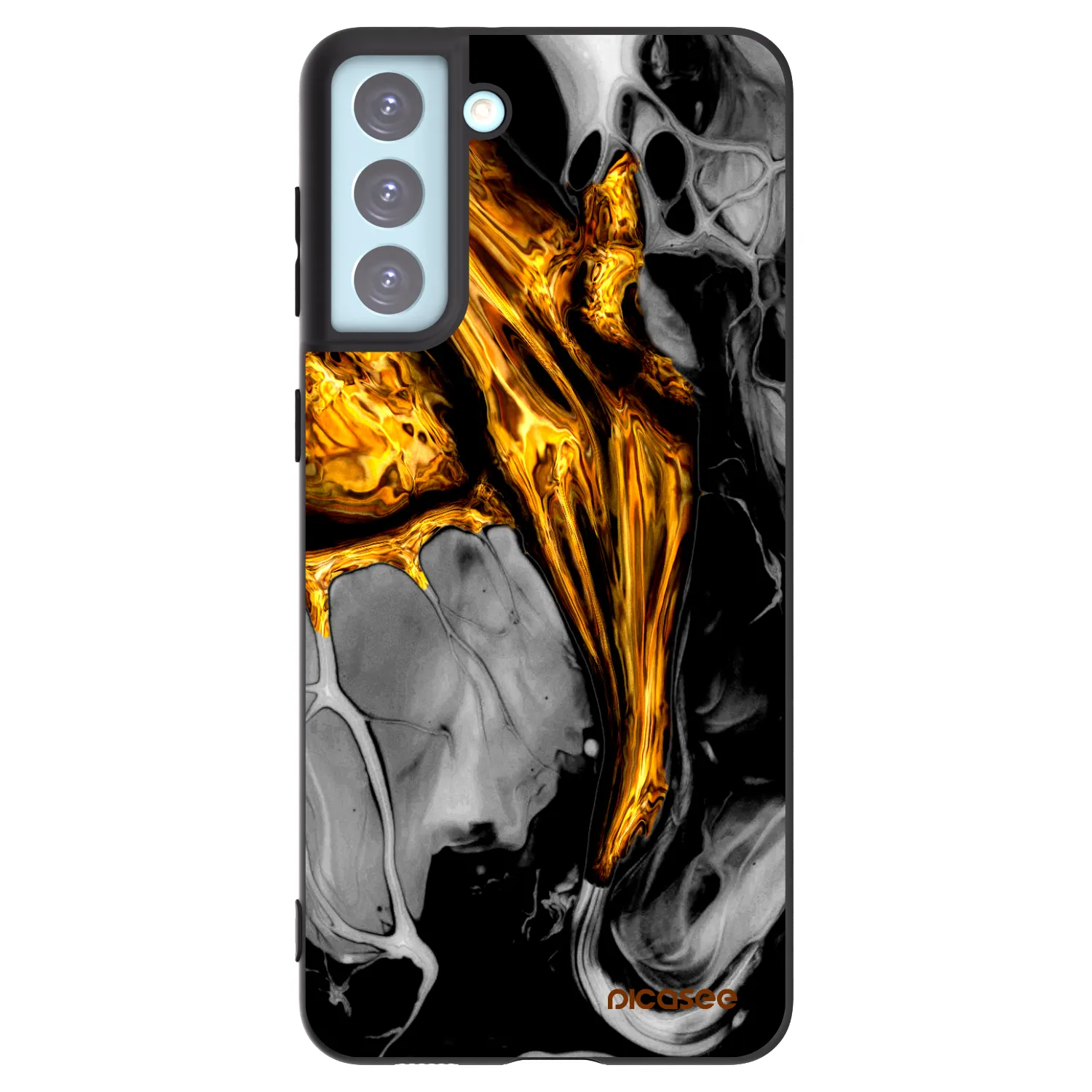 Picasee fekete szilikon tok az alábbi mobiltelefonokra Samsung Galaxy S21+ 5G G996F - Black Gold