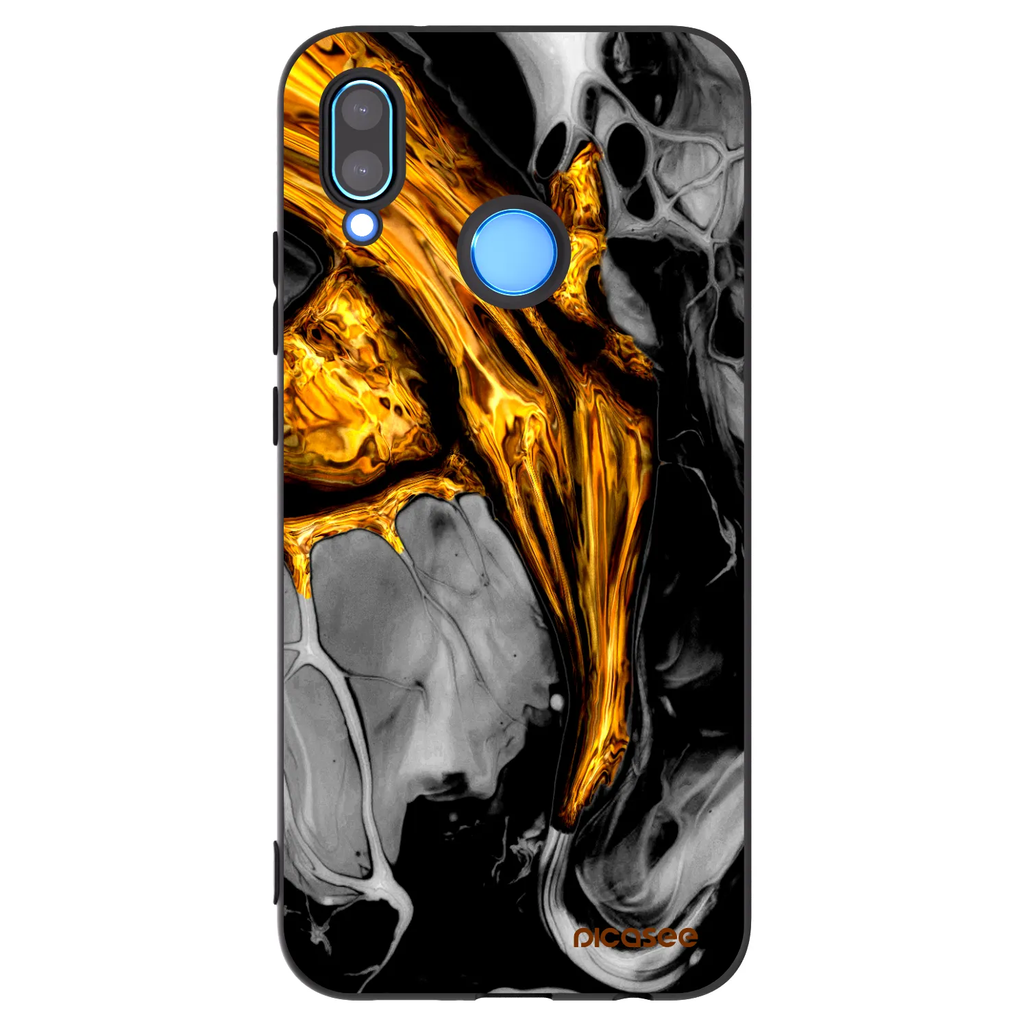 Picasee fekete szilikon tok az alábbi mobiltelefonokra Huawei P20 Lite - Black Gold