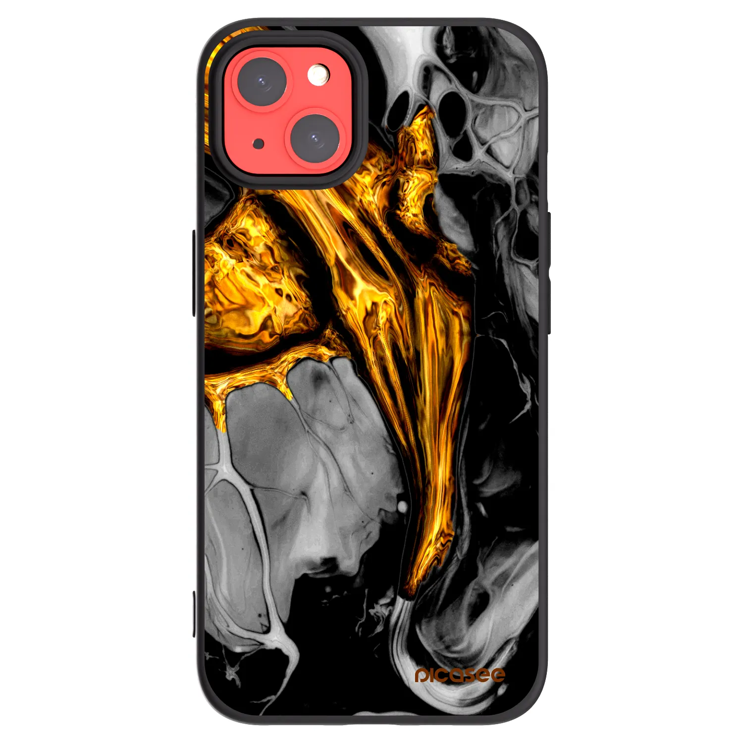 Picasee fekete szilikon tok az alábbi mobiltelefonokra Apple iPhone 13 - Black Gold
