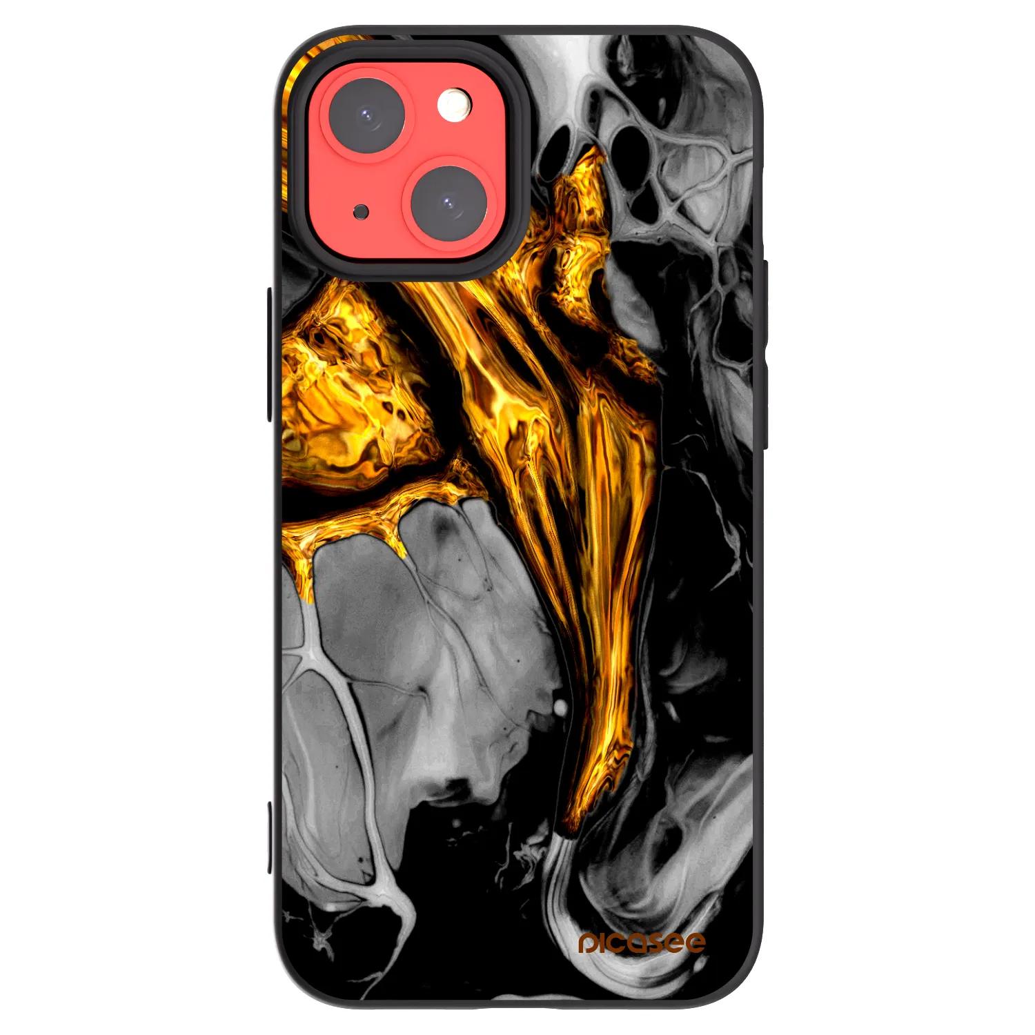 Picasee fekete szilikon tok az alábbi mobiltelefonokra Apple iPhone 13 mini - Black Gold