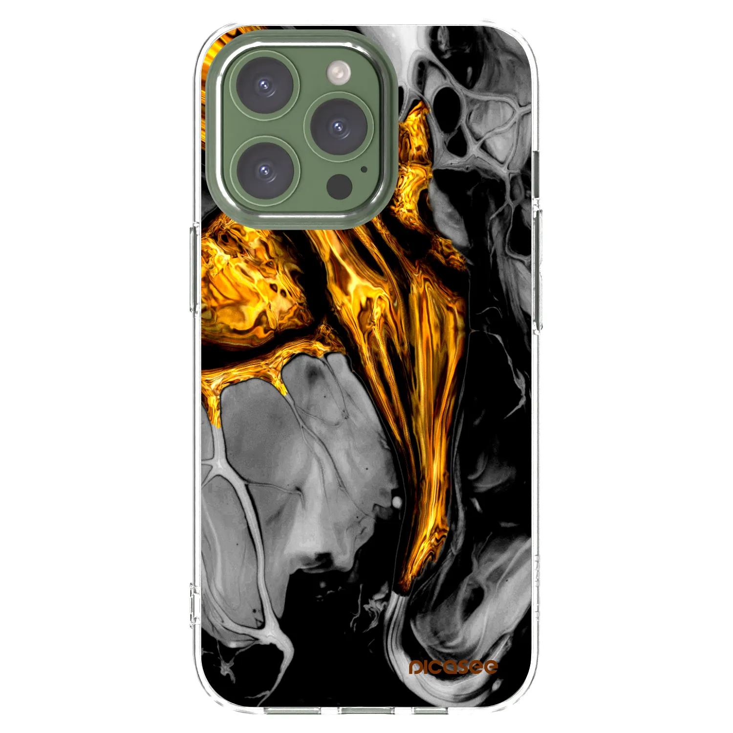 Picasee átlátszó szilikon tok az alábbi mobiltelefonokra Apple iPhone 13 Pro - Black Gold