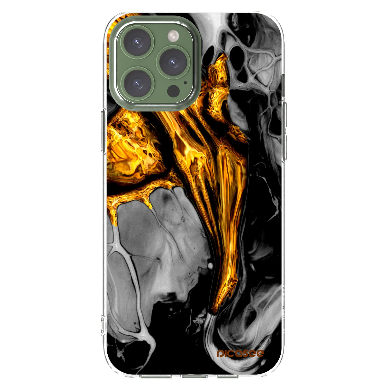 Picasee átlátszó szilikon tok az alábbi mobiltelefonokra Apple iPhone 13 Pro Max - Black Gold