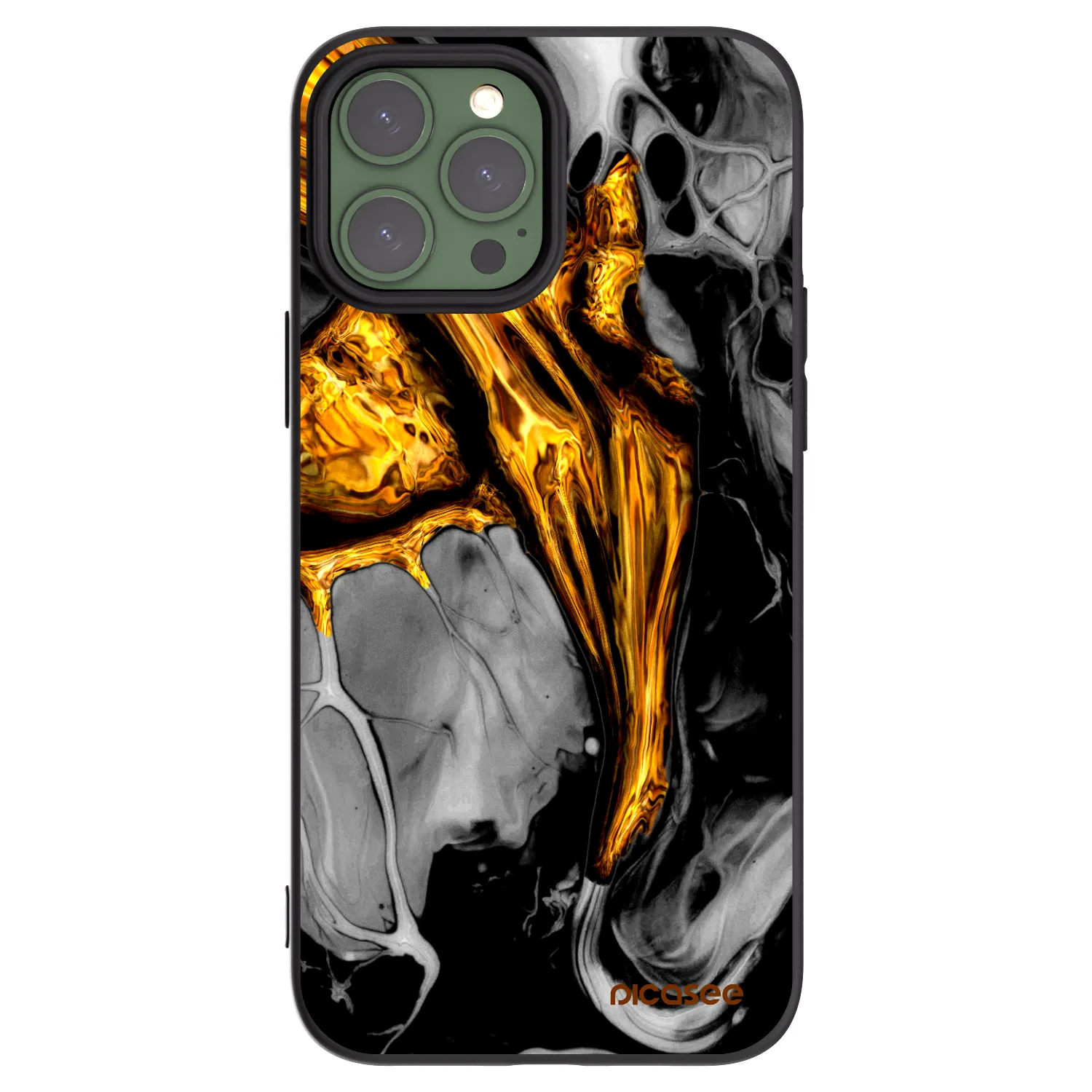 Picasee fekete szilikon tok az alábbi mobiltelefonokra Apple iPhone 13 Pro Max - Black Gold