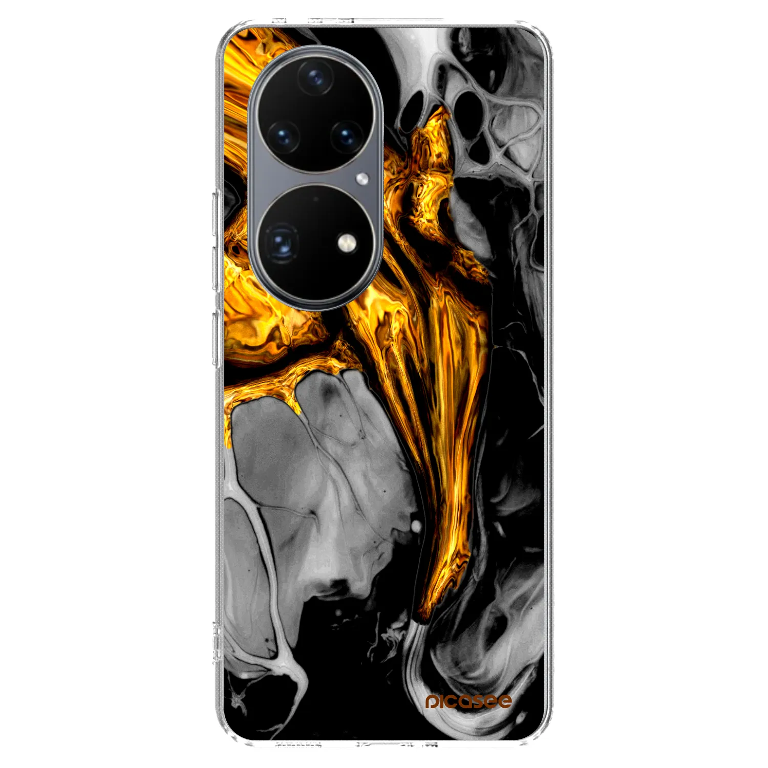 Picasee átlátszó szilikon tok az alábbi mobiltelefonokra Huawei P50 - Black Gold