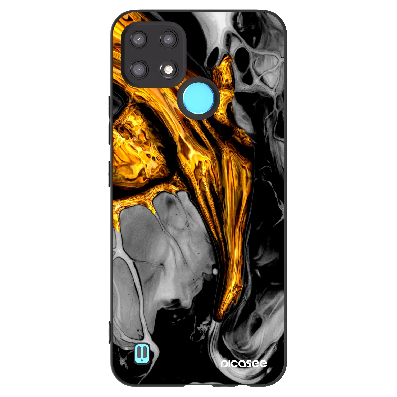 Picasee fekete szilikon tok az alábbi mobiltelefonokra Realme C21 - Black Gold