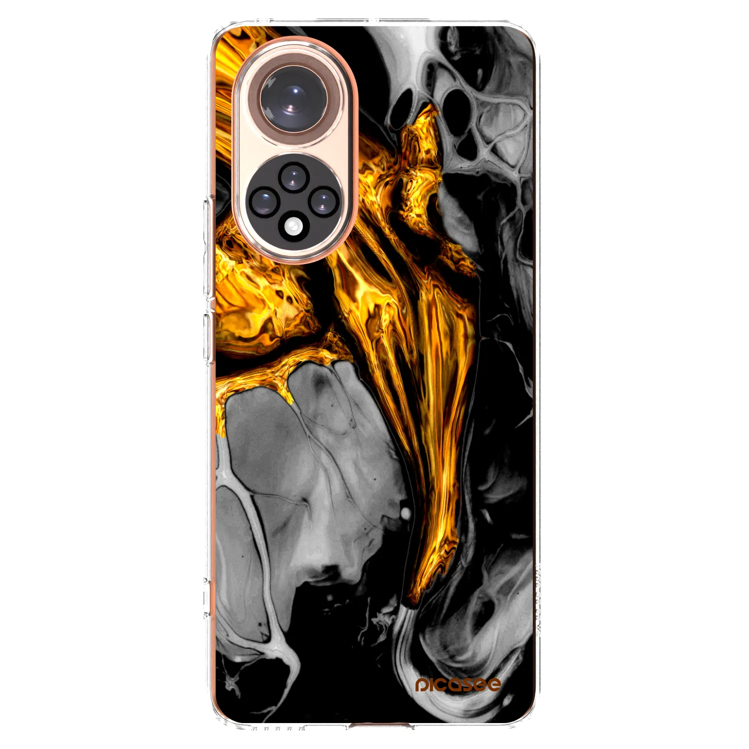 Picasee átlátszó szilikon tok az alábbi mobiltelefonokra Honor 50 5G - Black Gold