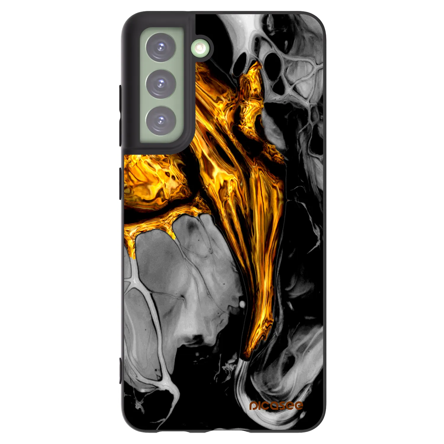 Picasee fekete szilikon tok az alábbi mobiltelefonokra Samsung Galaxy S21 FE 5G - Black Gold