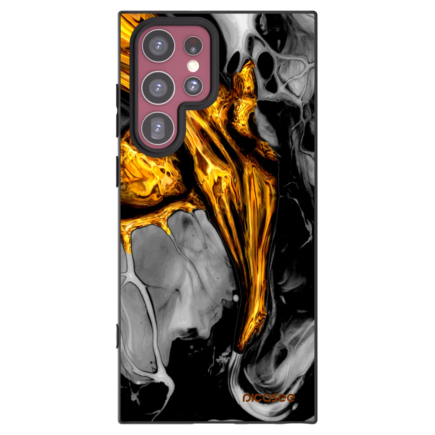 Picasee fekete szilikon tok az alábbi mobiltelefonokra Samsung Galaxy S22 Ultra 5G - Black Gold