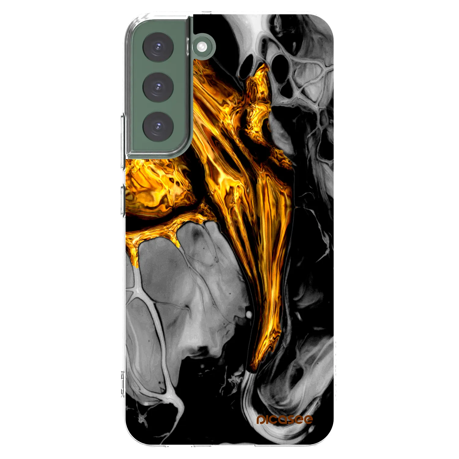 Picasee átlátszó szilikon tok az alábbi mobiltelefonokra Samsung Galaxy S22+ 5G - Black Gold