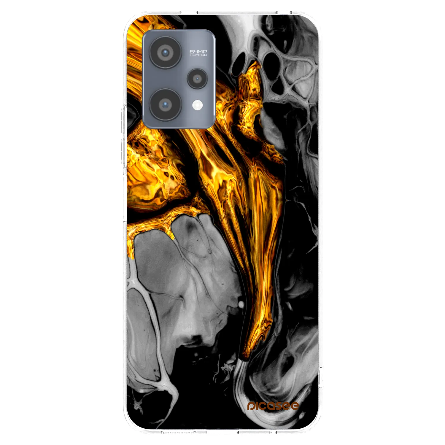 Picasee átlátszó szilikon tok az alábbi mobiltelefonokra Realme 9 Pro 5G - Black Gold