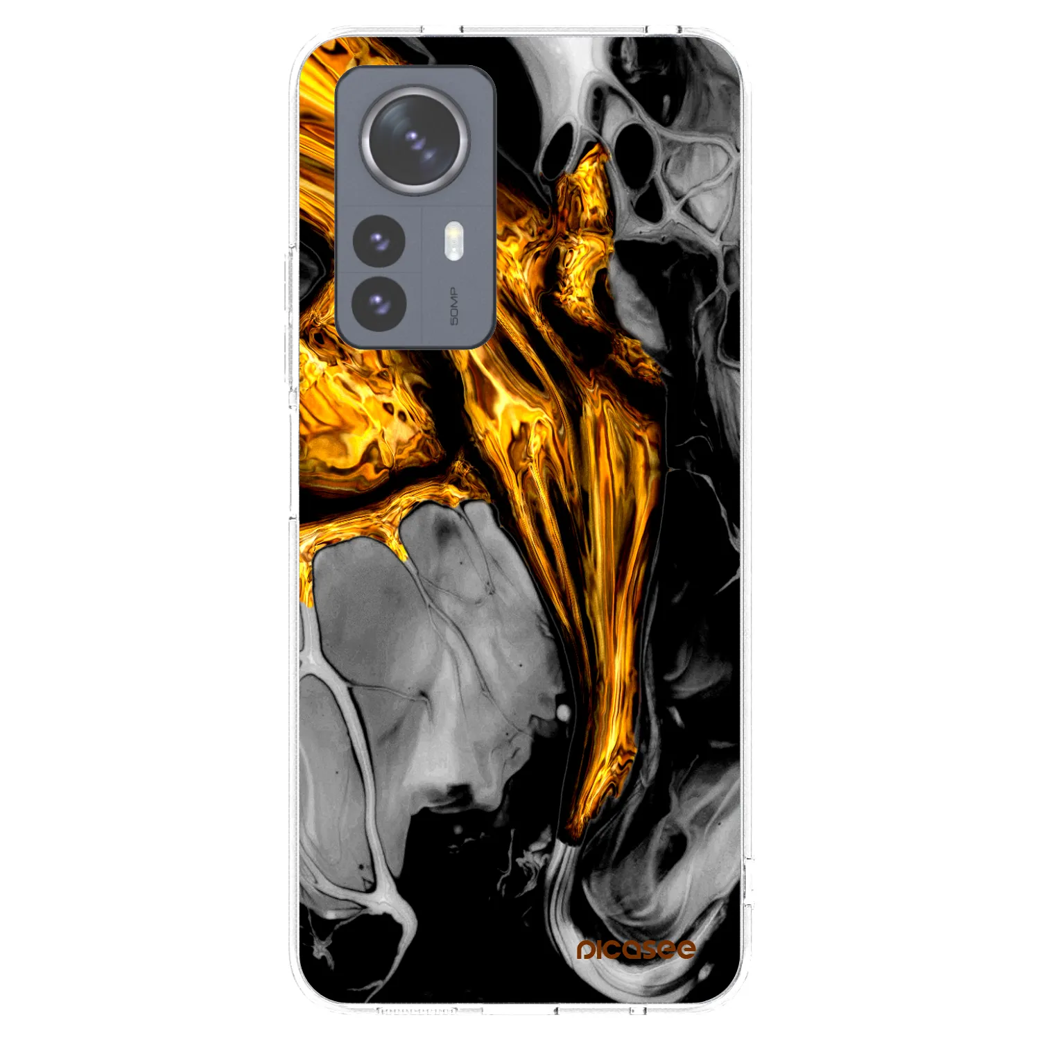 Picasee átlátszó szilikon tok az alábbi mobiltelefonokra Xiaomi 12 Pro - Black Gold
