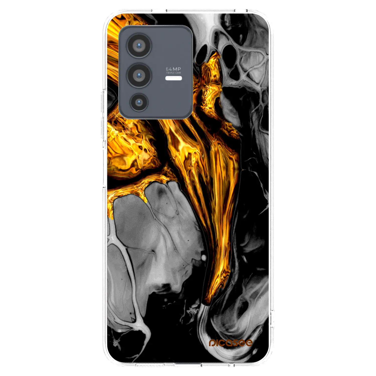 Picasee átlátszó szilikon tok az alábbi mobiltelefonokra Vivo V23 5G - Black Gold