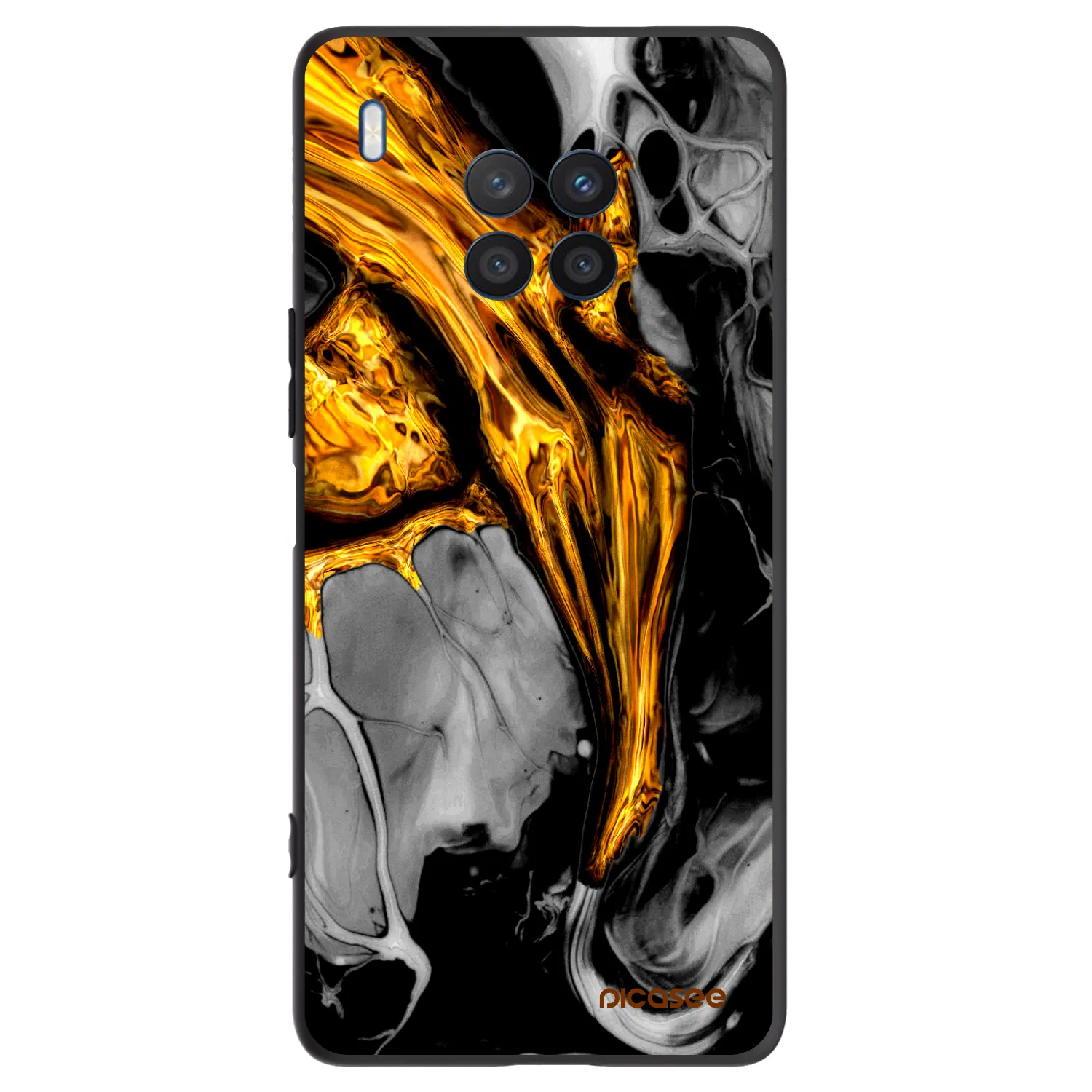 Picasee fekete szilikon tok az alábbi mobiltelefonokra Honor 50 Lite - Black Gold