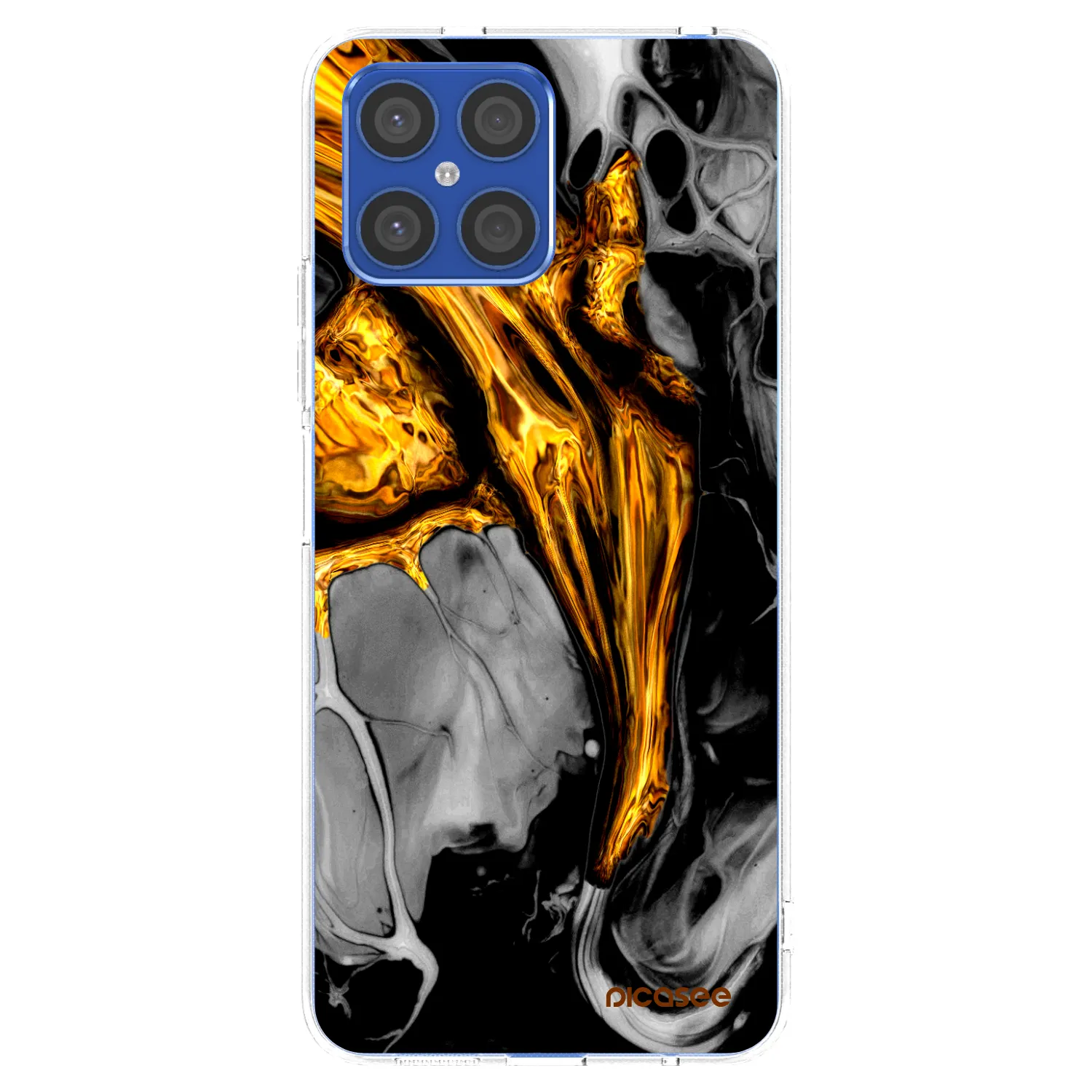 Picasee átlátszó szilikon tok az alábbi mobiltelefonokra Honor X8 4G - Black Gold