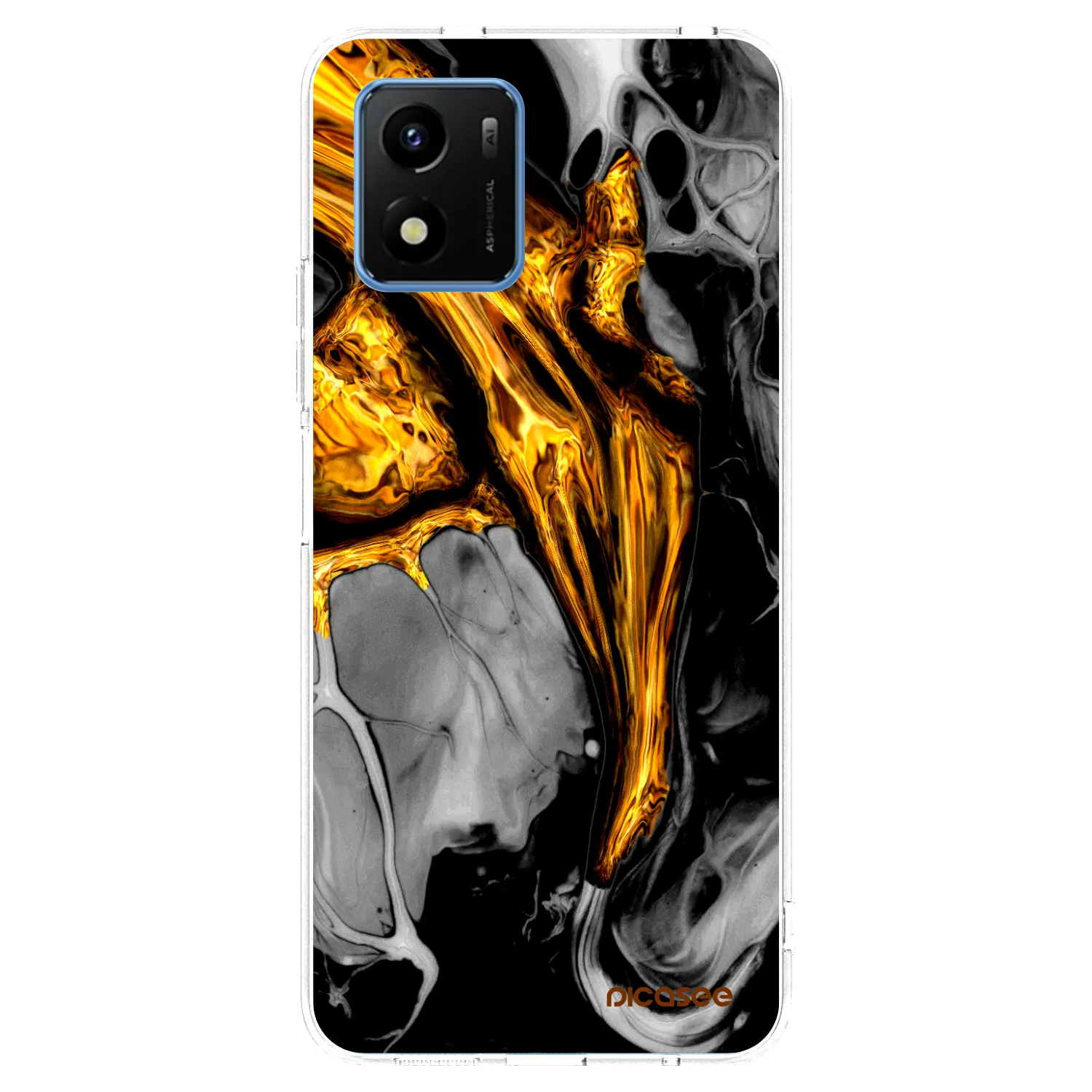 Picasee átlátszó szilikon tok az alábbi mobiltelefonokra Vivo Y01 - Black Gold