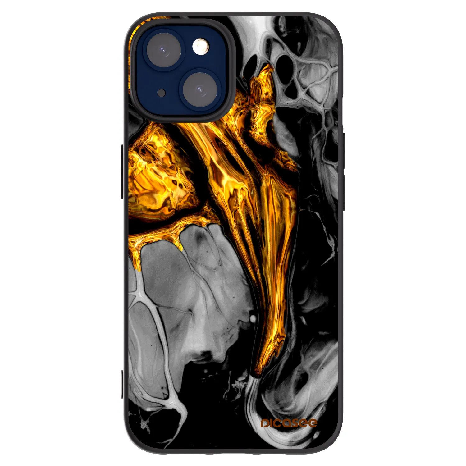 Picasee fekete szilikon tok az alábbi mobiltelefonokra Apple iPhone 14 - Black Gold