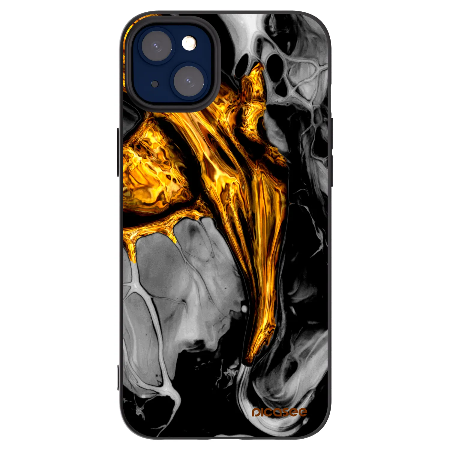 Picasee fekete szilikon tok az alábbi mobiltelefonokra Apple iPhone 14 Plus - Black Gold