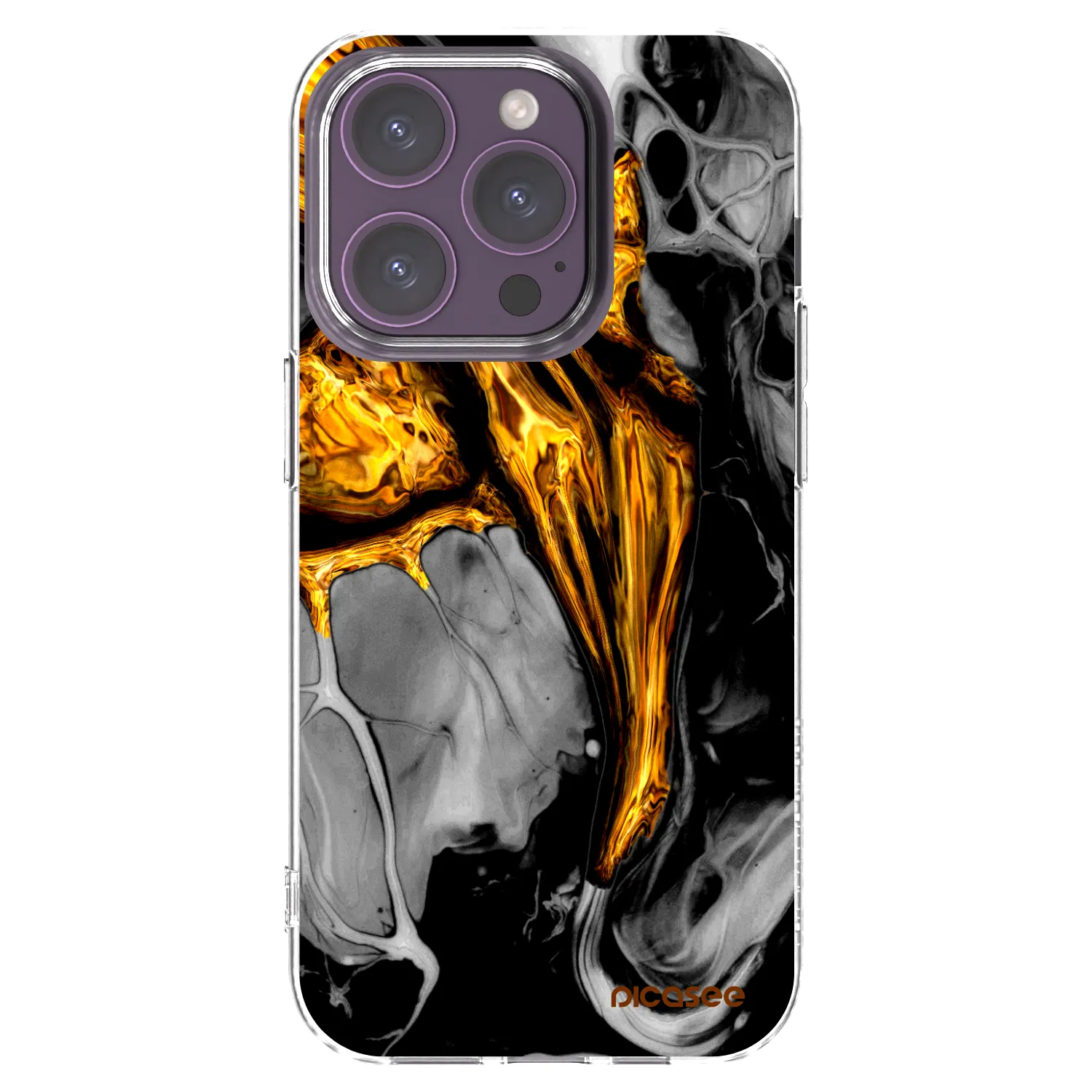 Picasee átlátszó szilikon tok az alábbi mobiltelefonokra Apple iPhone 14 Pro - Black Gold