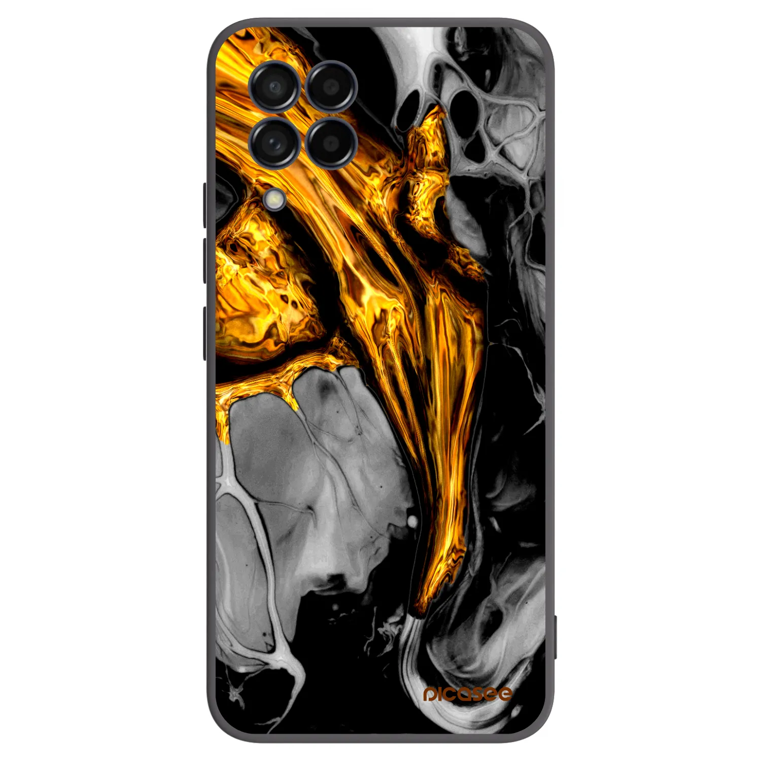 Picasee fekete szilikon tok az alábbi mobiltelefonokra Samsung Galaxy M53 5G - Black Gold