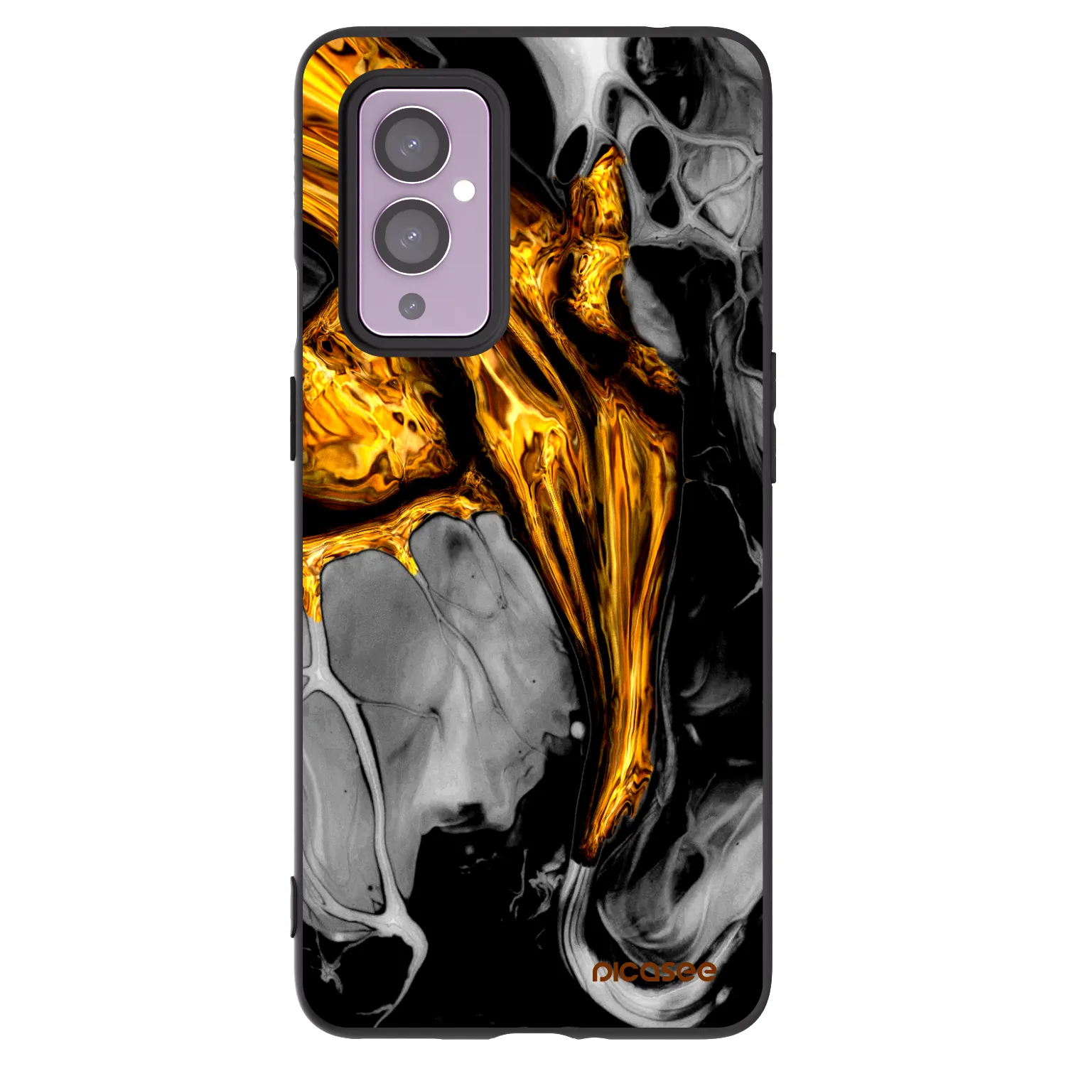 Picasee fekete szilikon tok az alábbi mobiltelefonokra OnePlus 9 - Black Gold