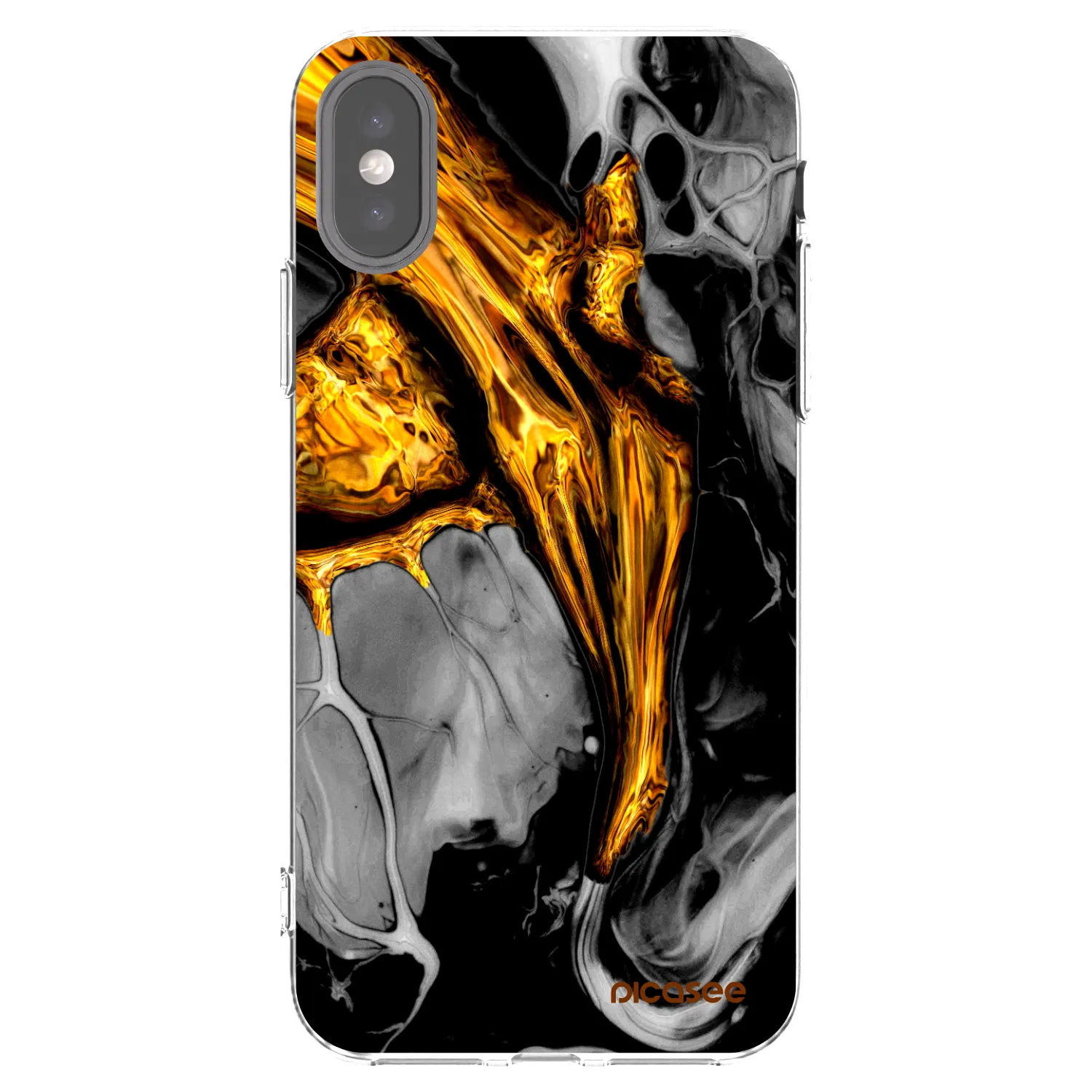 Picasee átlátszó szilikon tok az alábbi mobiltelefonokra Apple iPhone X/XS - Black Gold