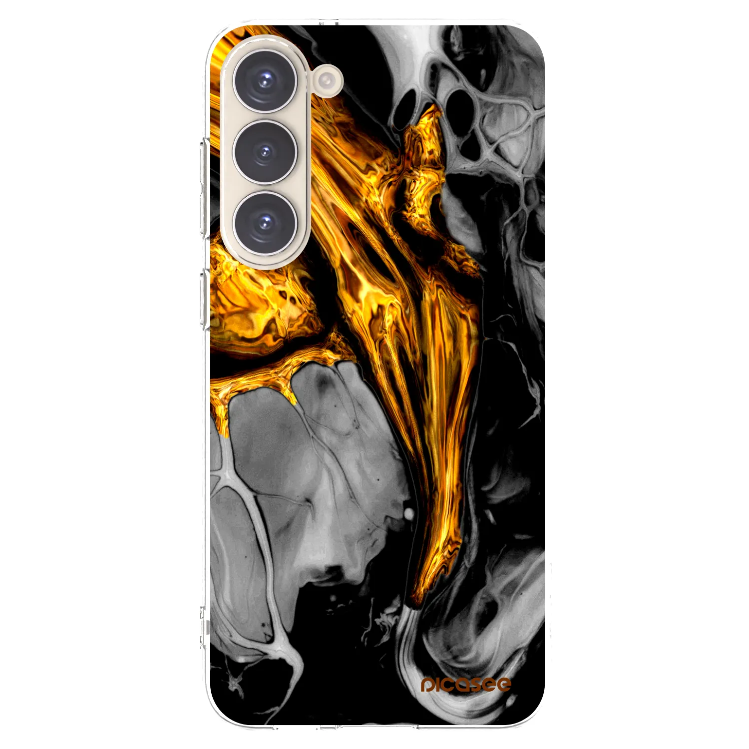 Picasee átlátszó szilikon tok az alábbi mobiltelefonokra Samsung Galaxy S23+ 5G - Black Gold